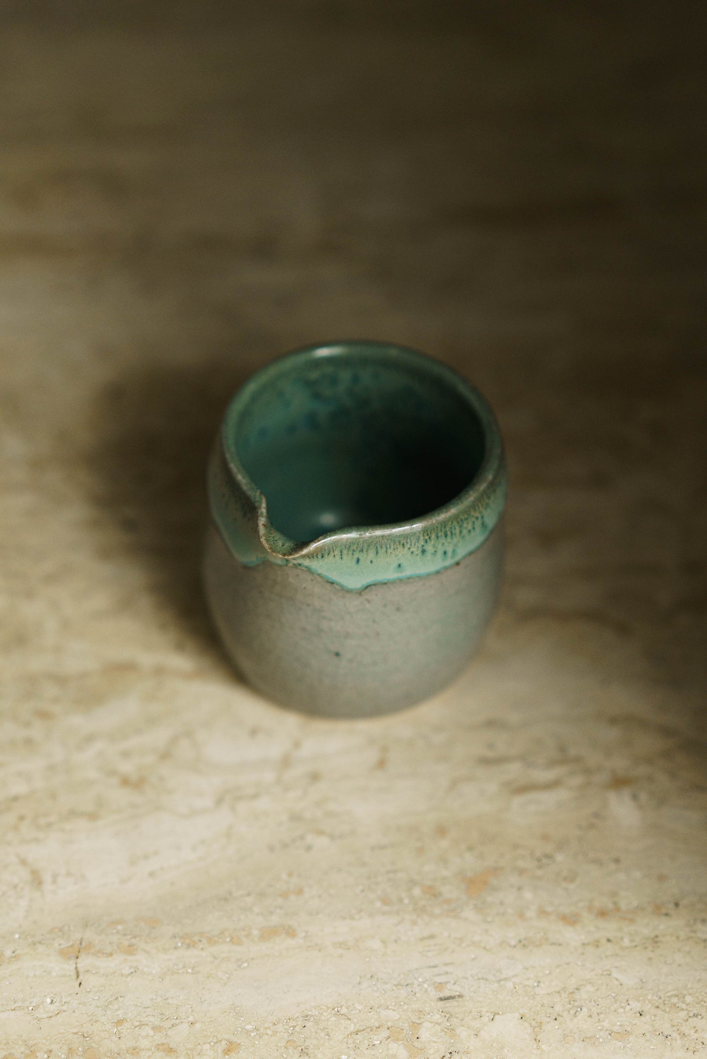 Rounded Cream Jug with Blue Rim