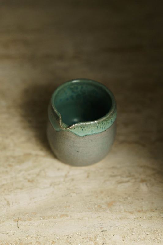 Rounded Cream Jug with Blue Rim