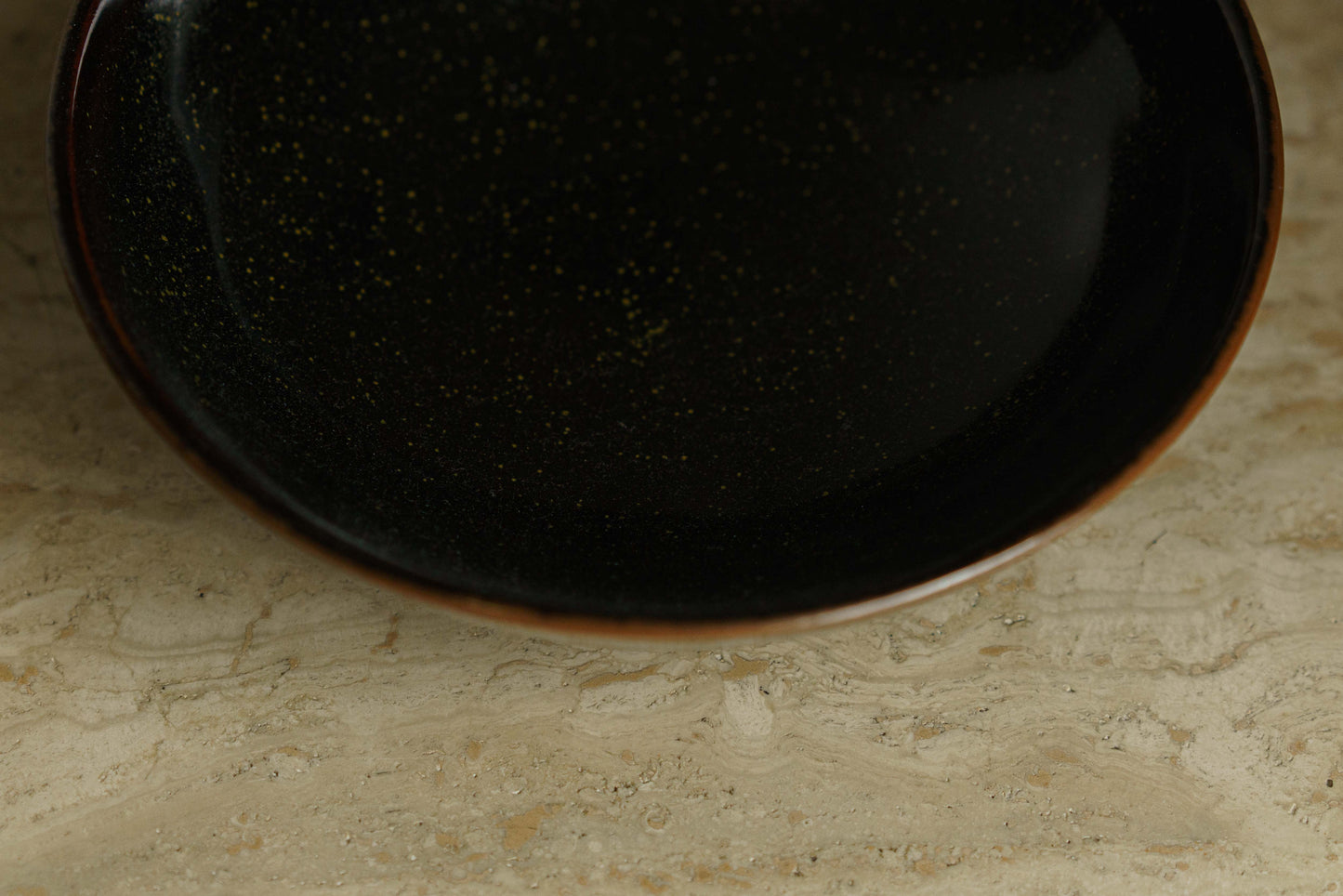Black Angled Bowl with Subtle Flecks of Green