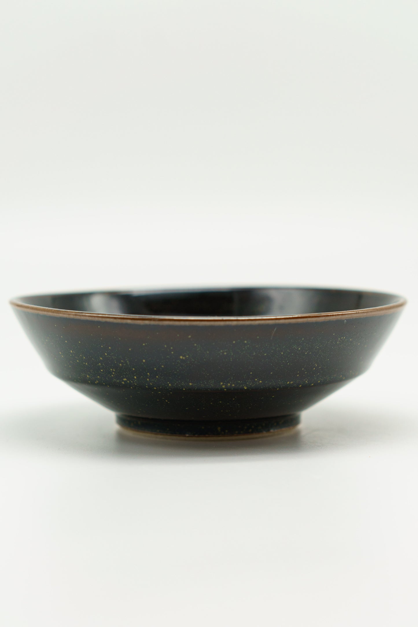 Black Angled Bowl with Subtle Flecks of Green