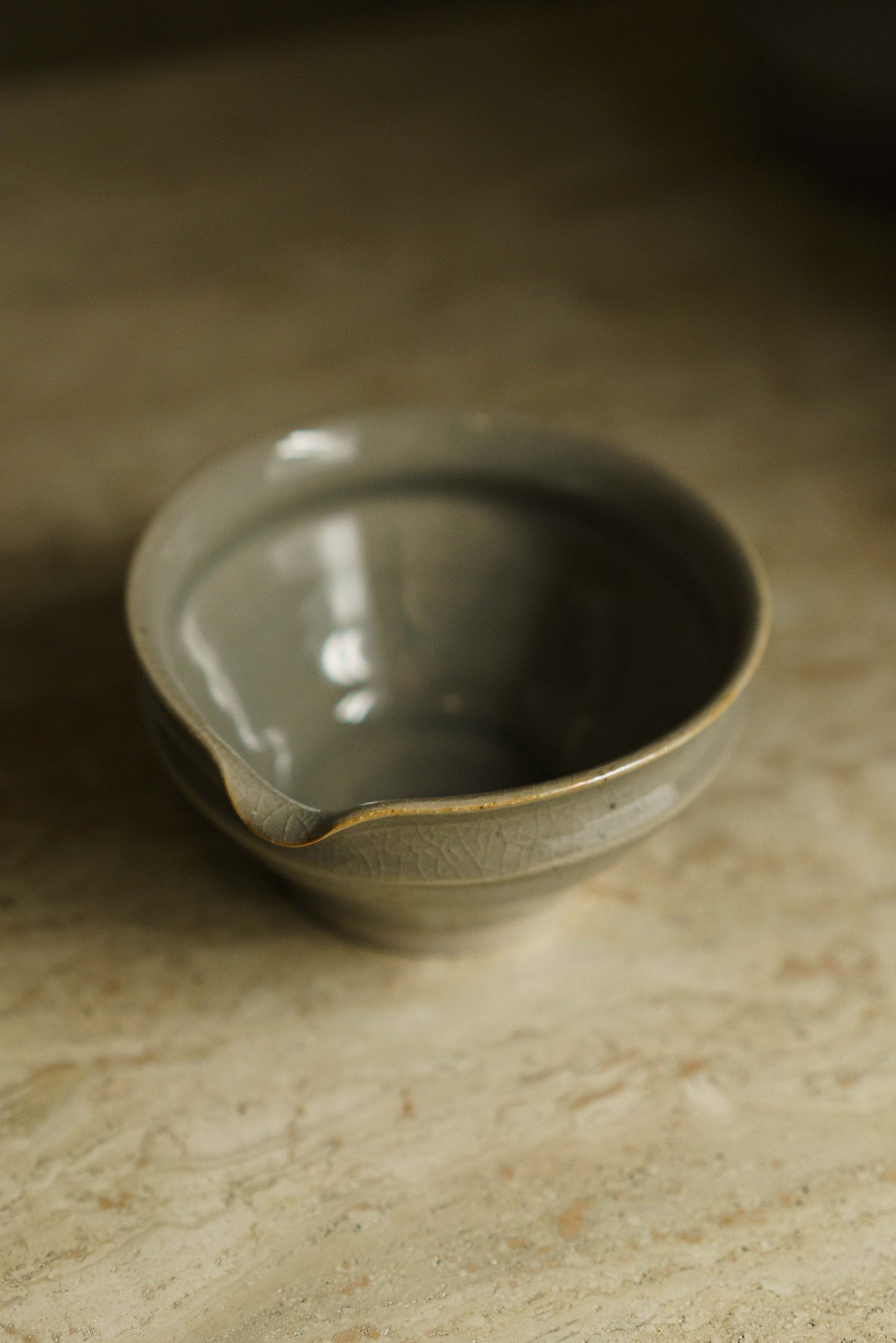 Small Sharp Matcha Bowl in Celadon Blue