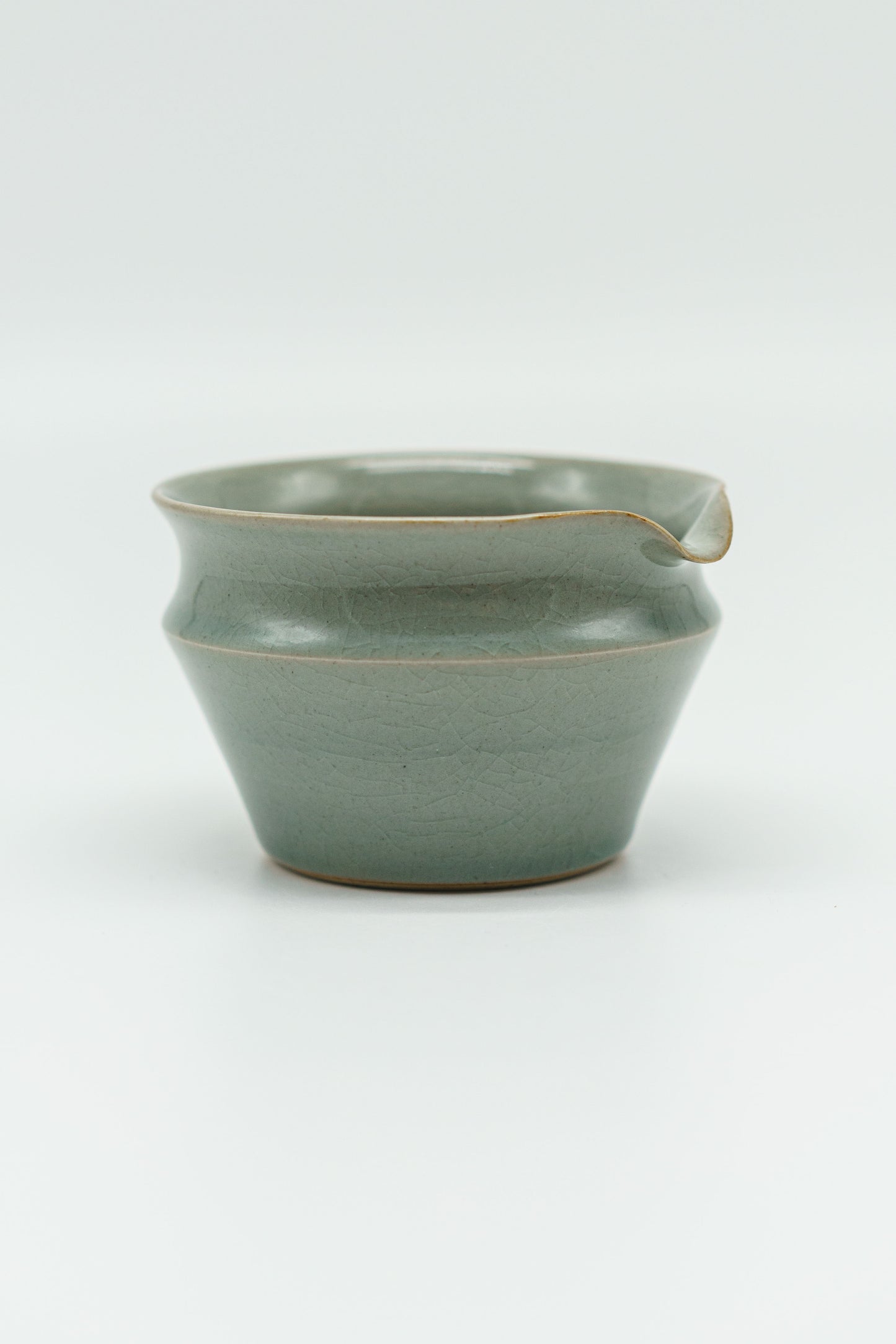 Sharp Matcha Bowl in Celadon Blue with Blush