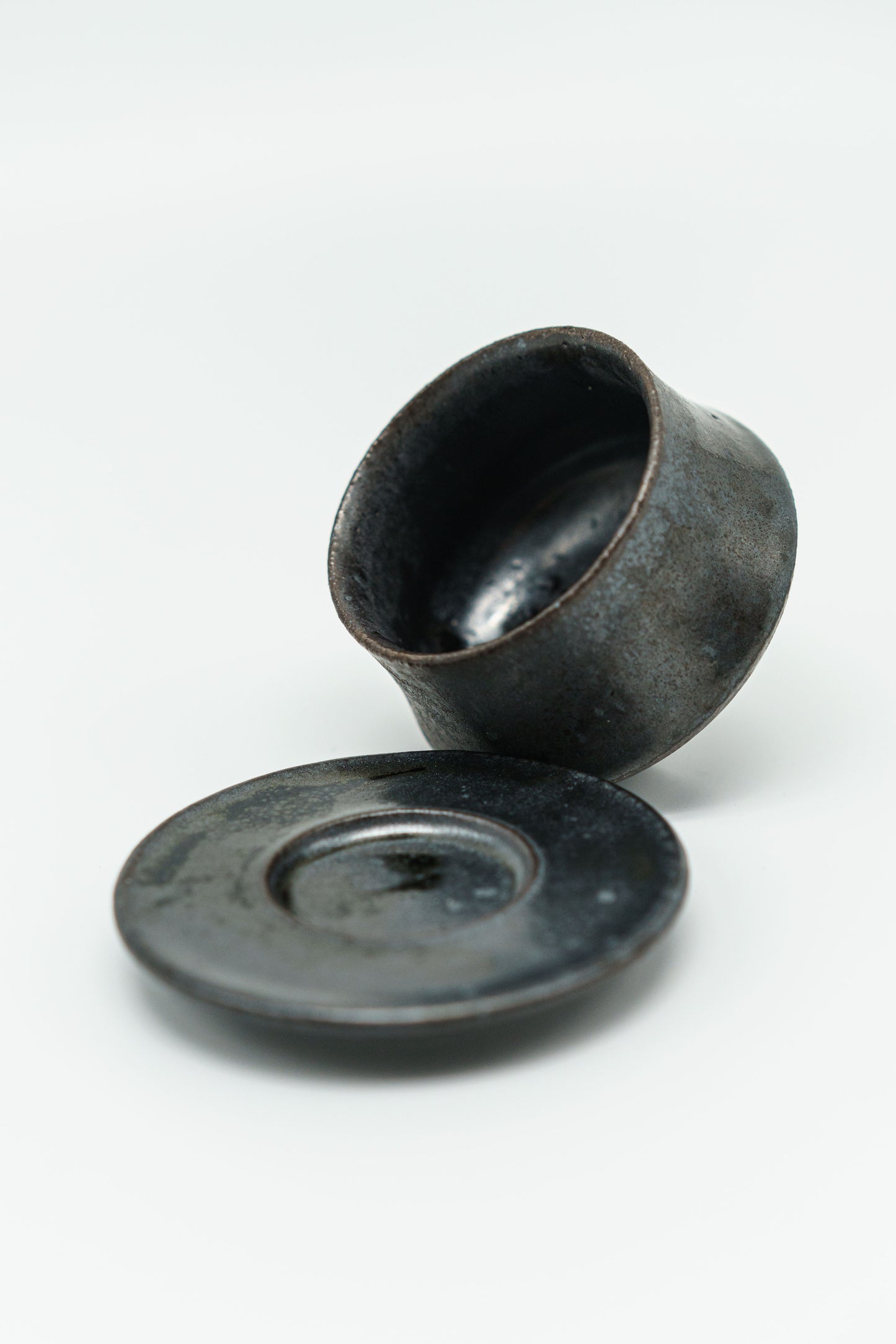 Black Teacup and Saucer Set