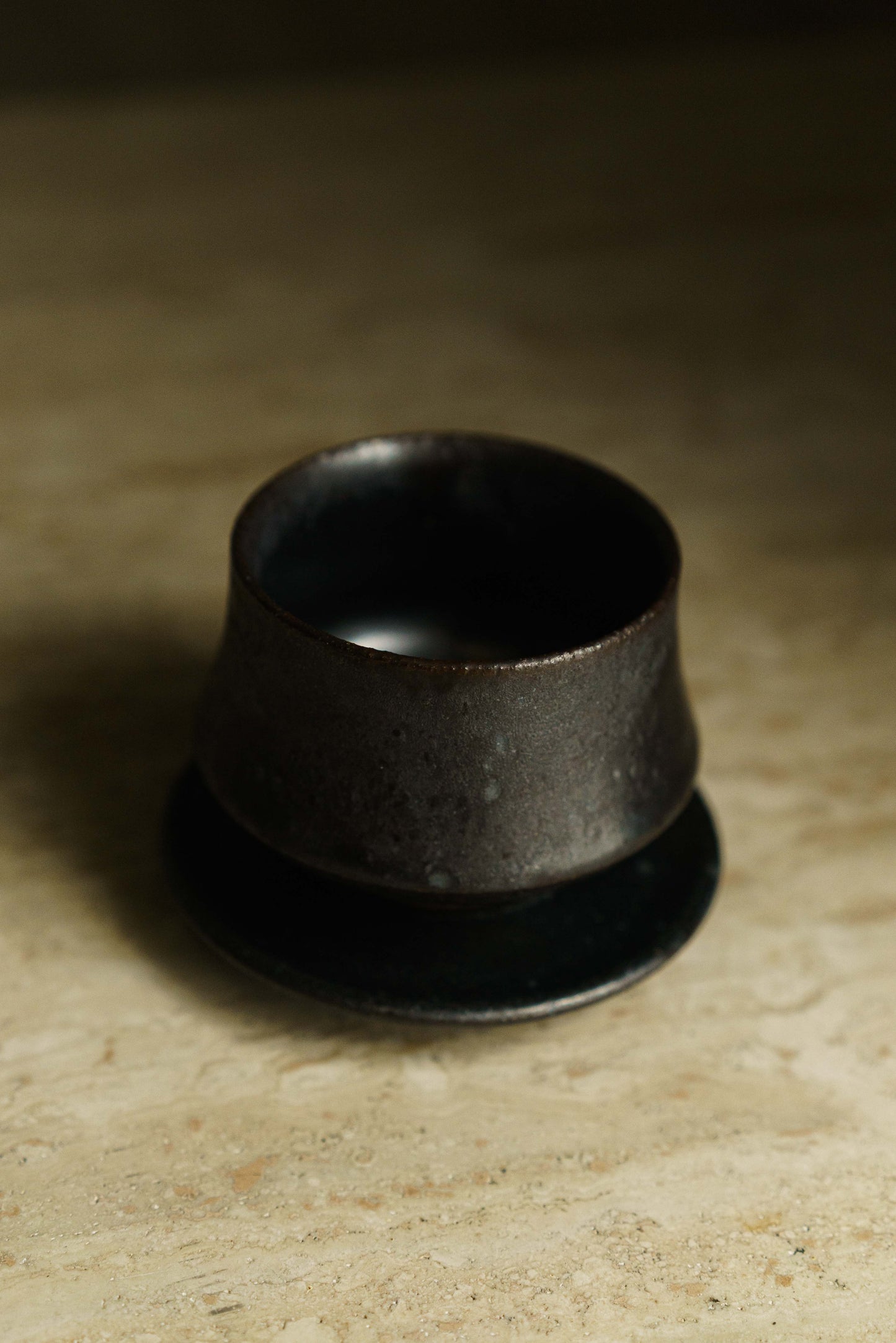 Black Teacup and Saucer Set