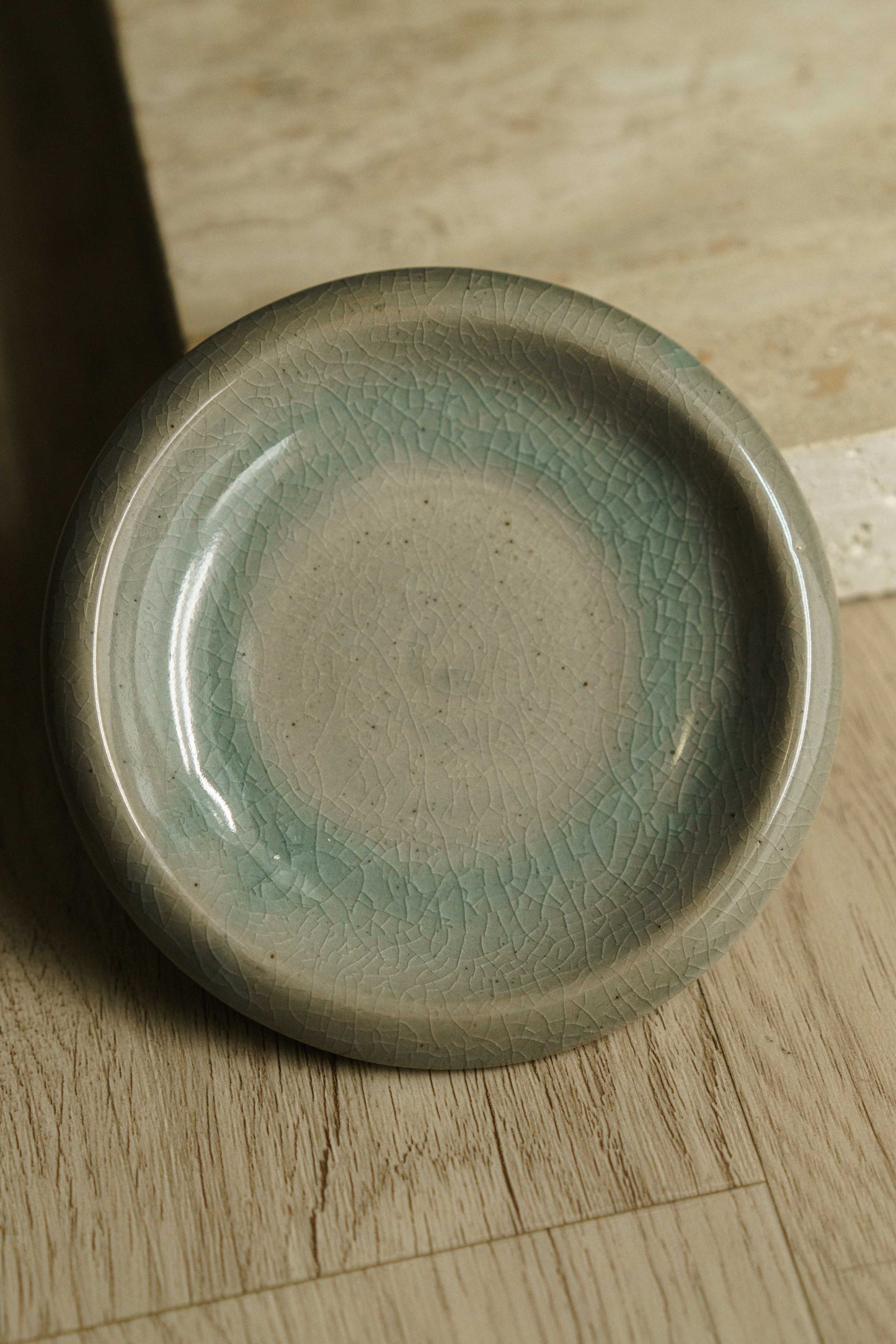 Celadon Trinket Dish with Ridged Bottom