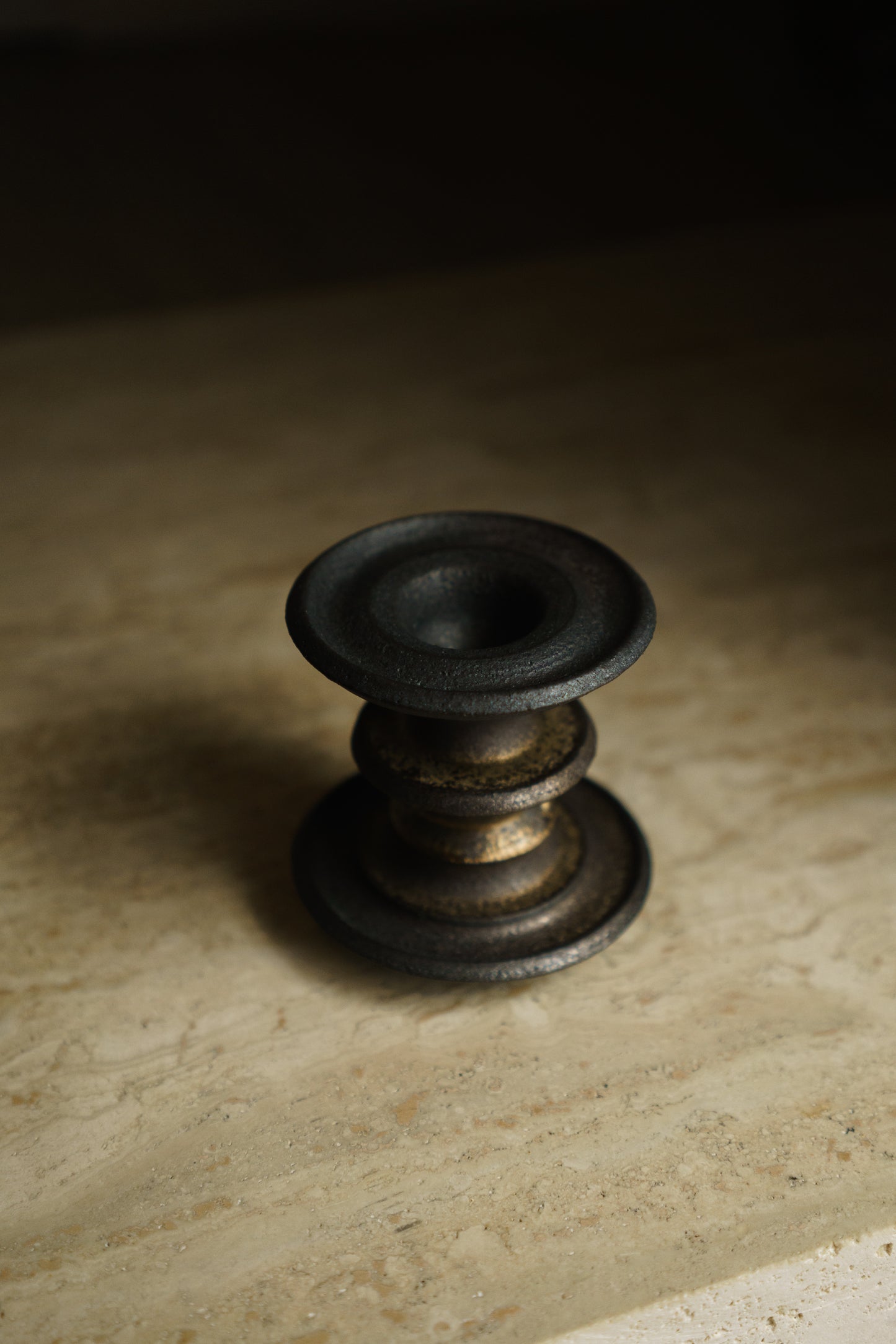 Metallic Bronze Candlestick (One of Two)