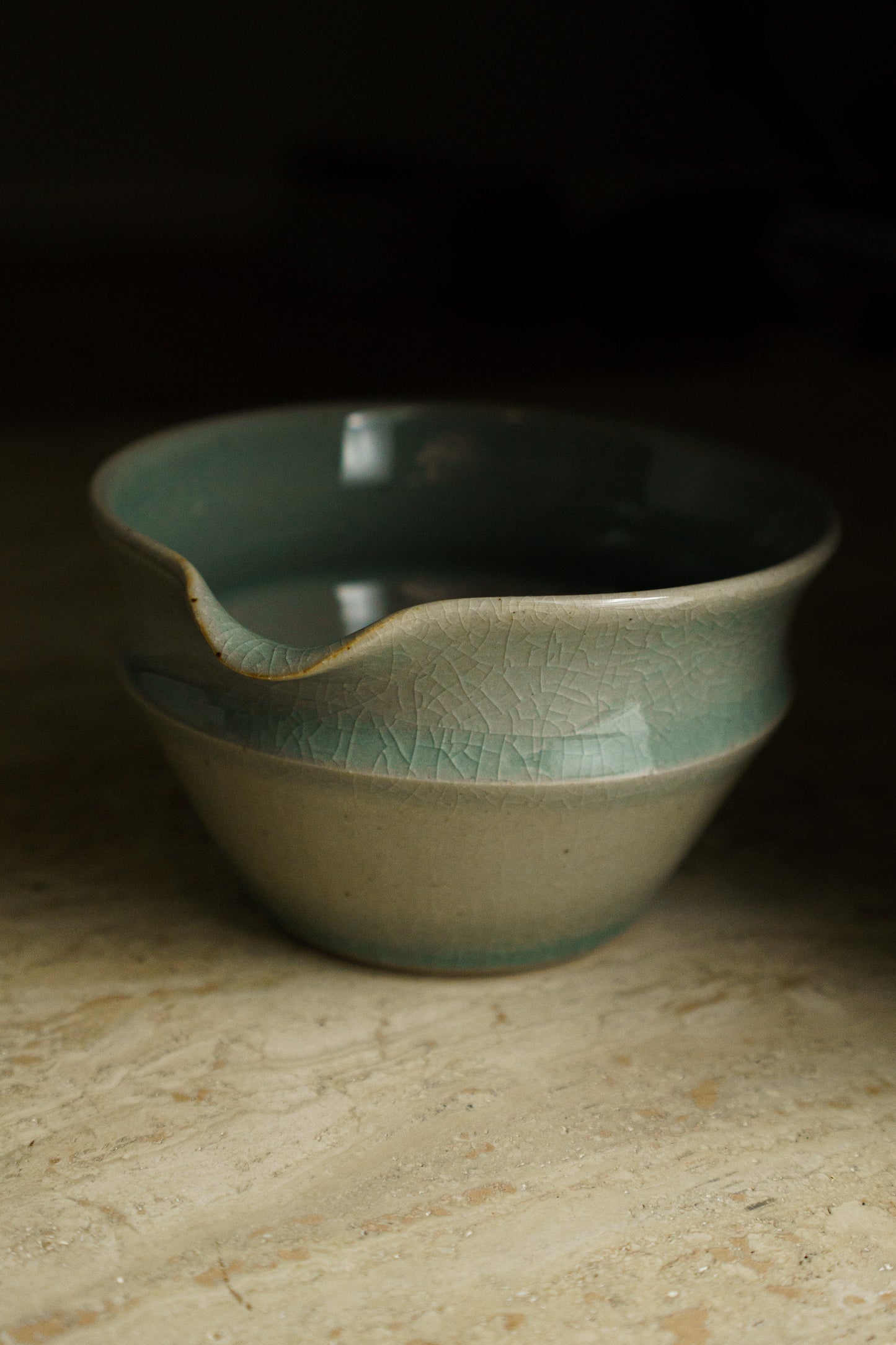 Collared Matcha Bowl in Celadon Blue