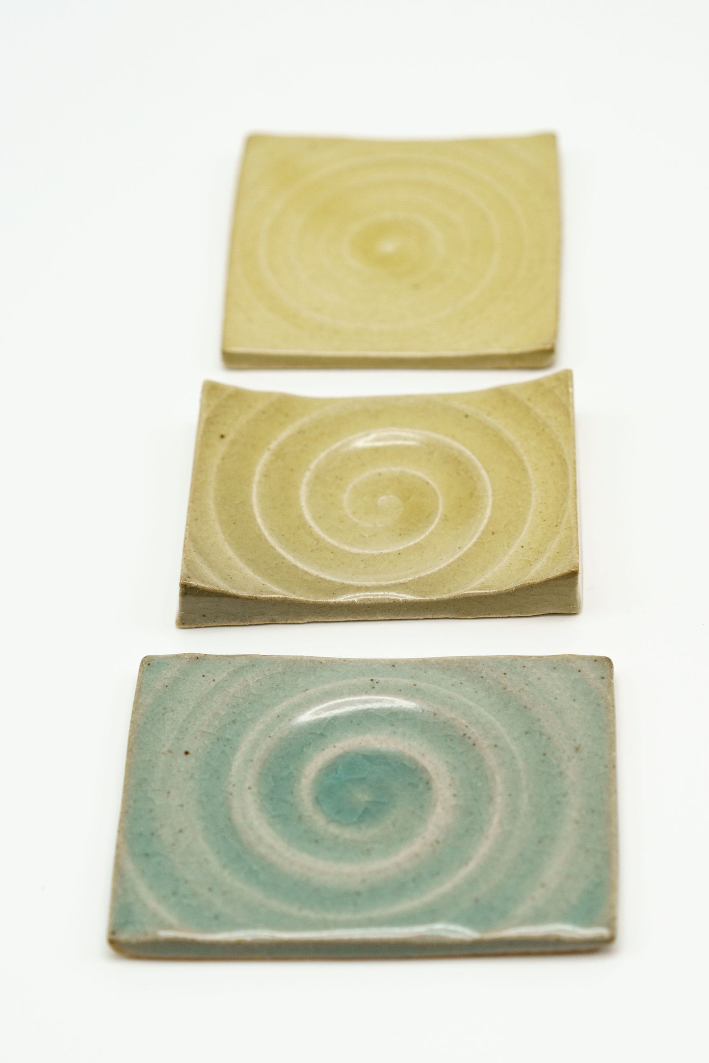 Set - Celadon Swirly Cup and Coaster