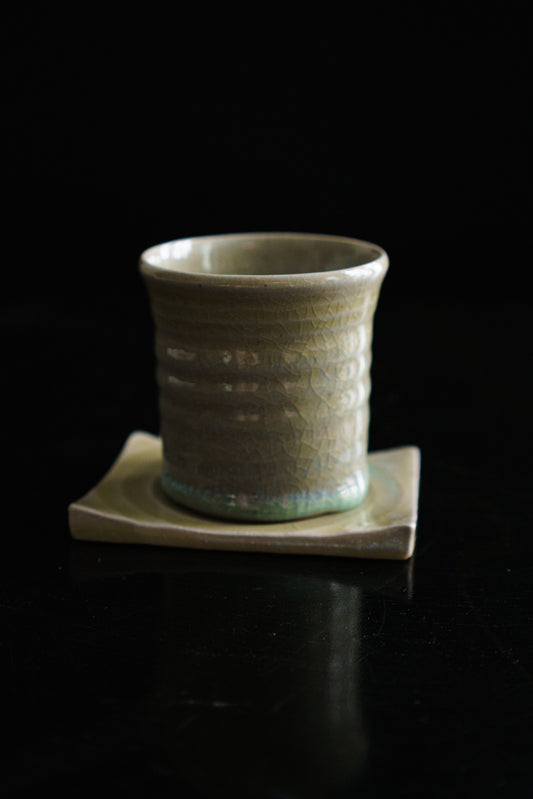 Set - Celadon Swirly Cup and Coaster