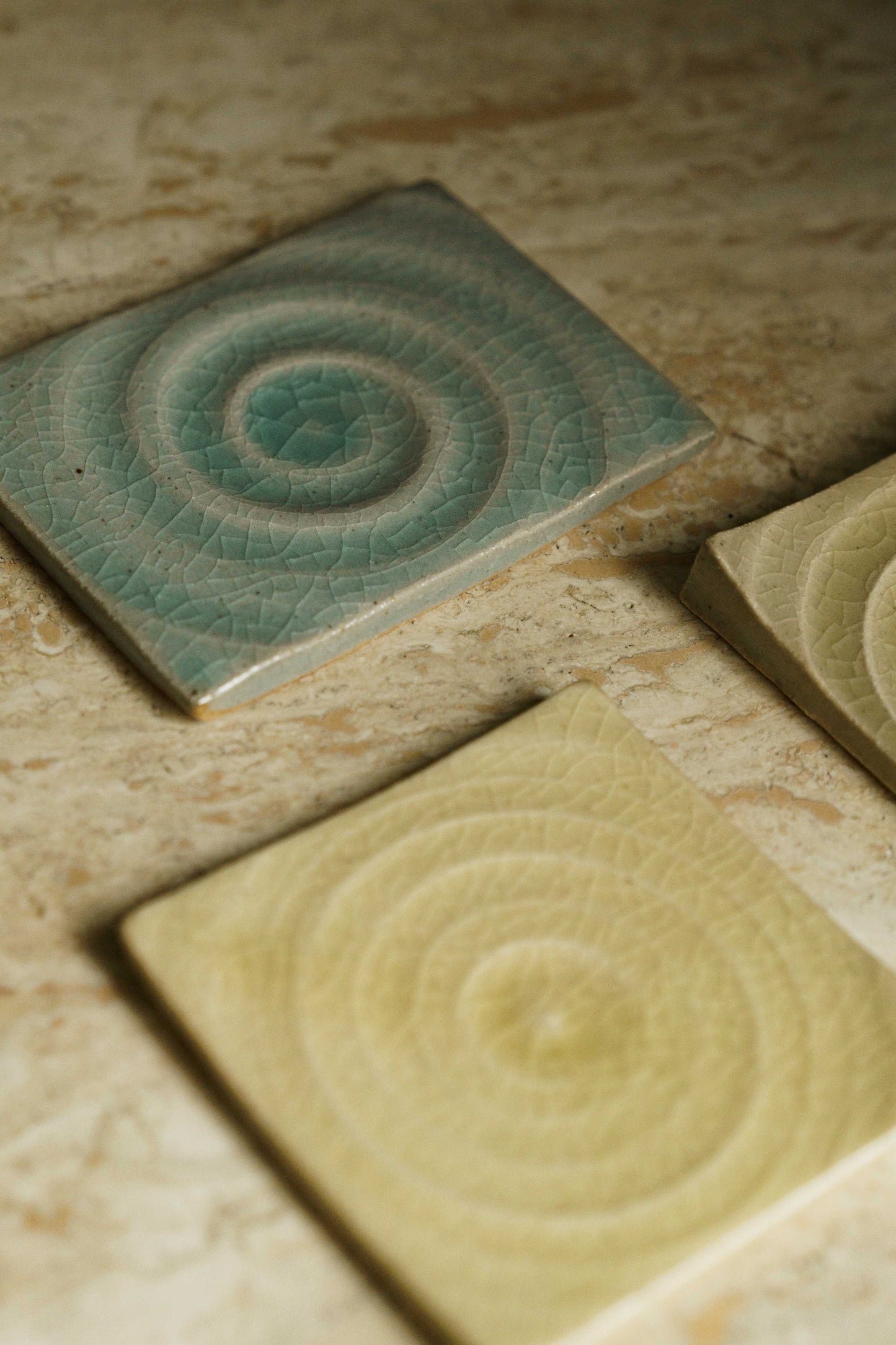 Set - Celadon Swirly Cup and Coaster