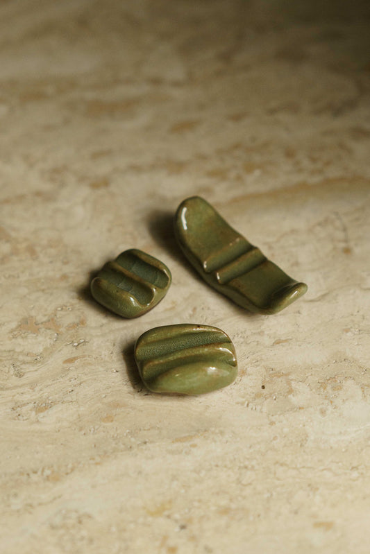 Two Petite Chopsticks Rest in Avocado Green