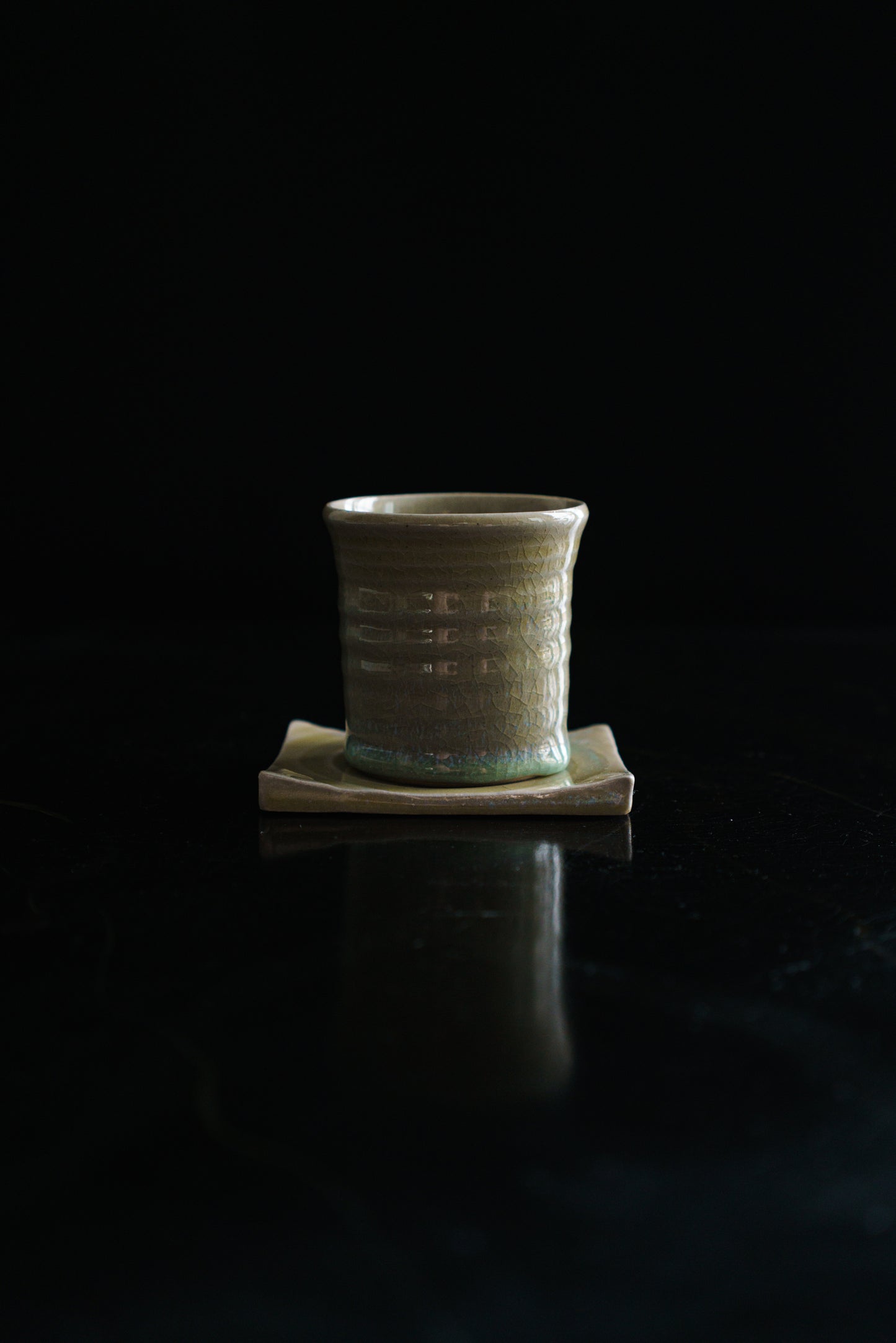 Swirl Cup in Sandy Hues with Coaster