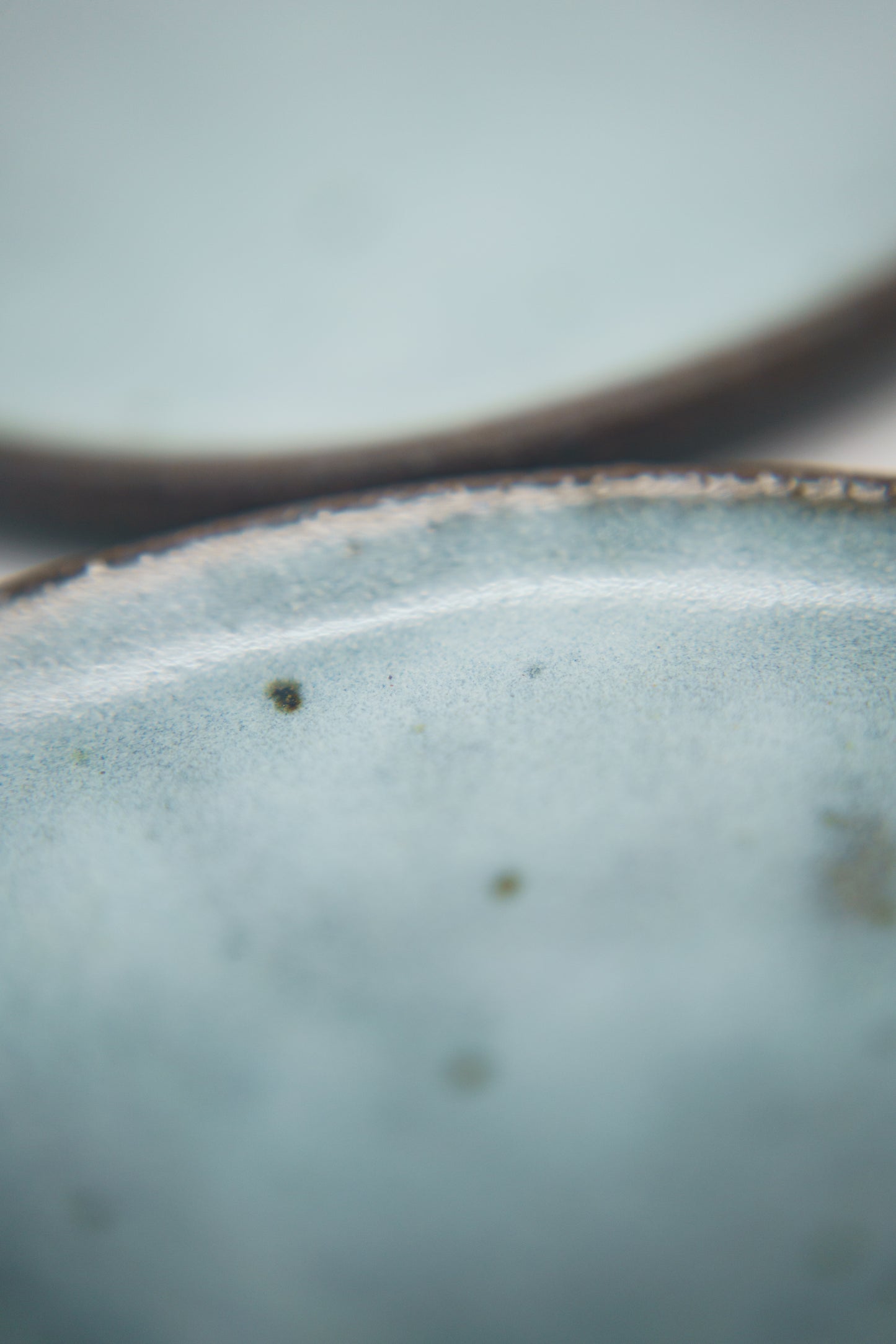 Icy Blue Plate Set on Dark Clay