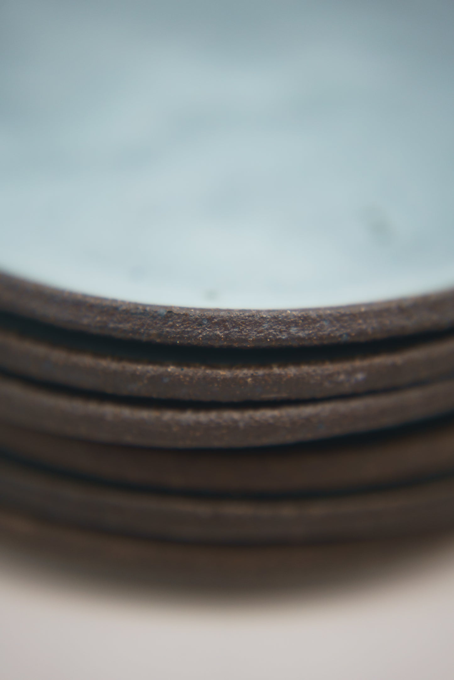 Icy Blue Plate Set on Dark Clay