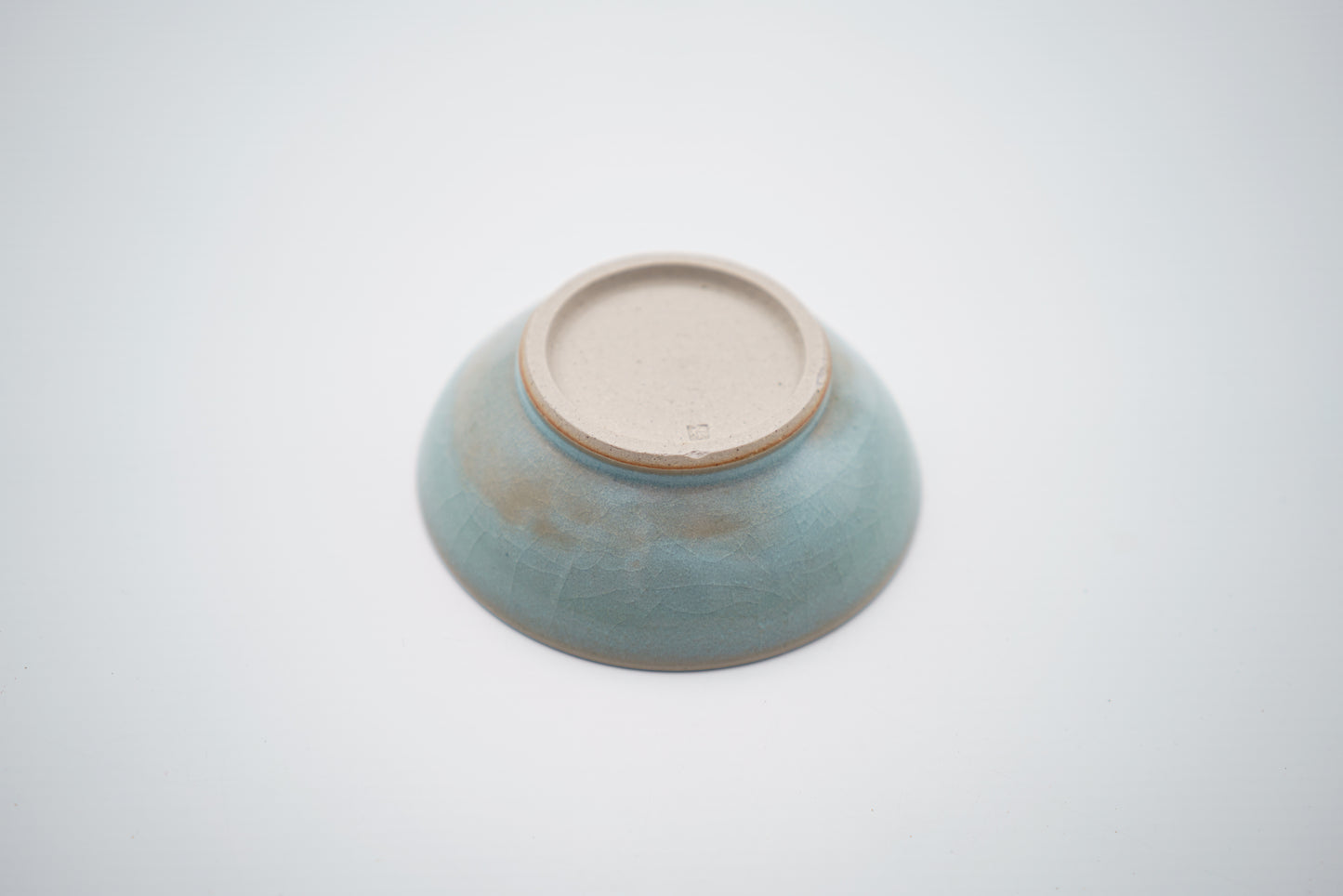 Small Shallow Bowl in Icy Crackle Blue