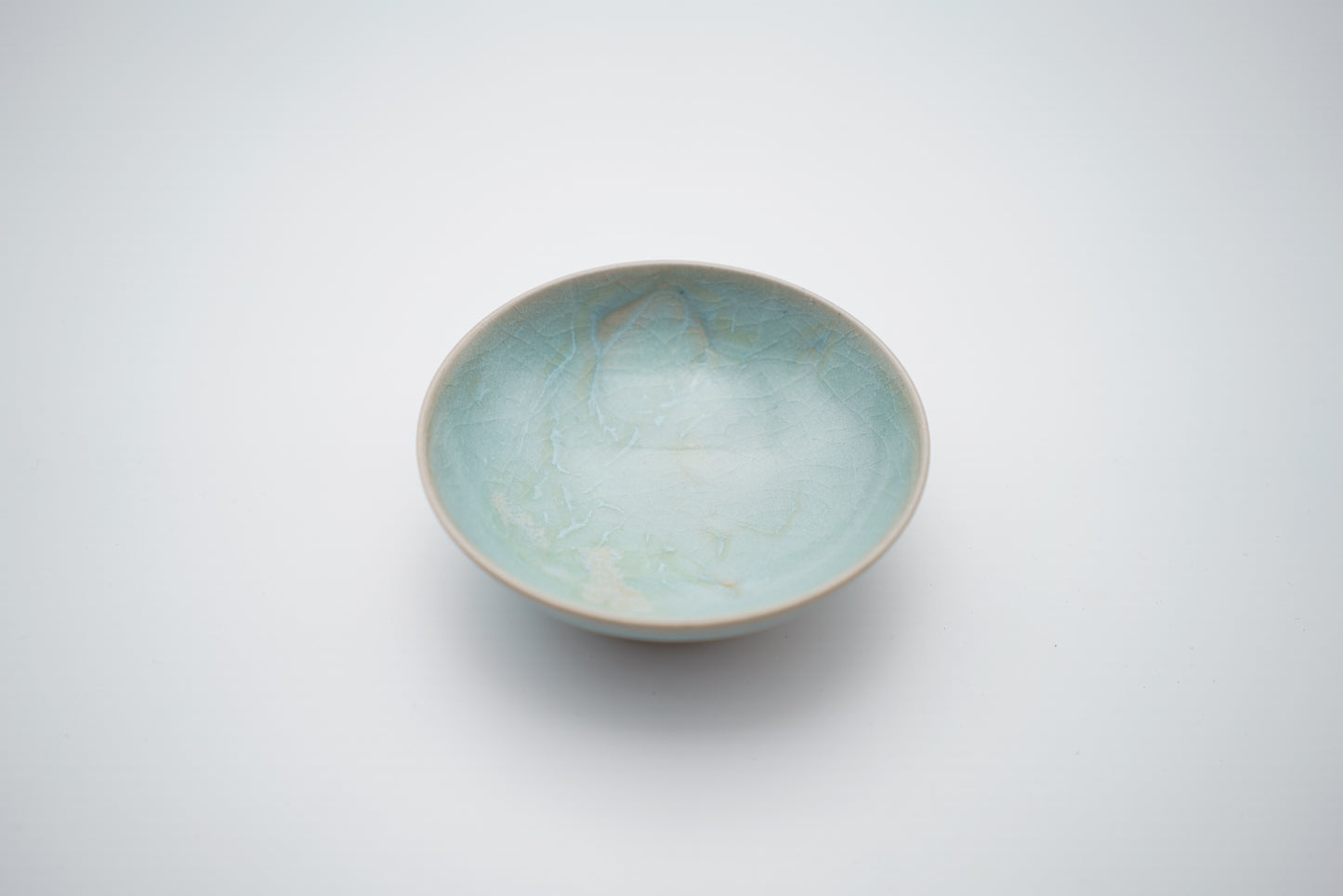 Small Shallow Bowl in Icy Crackle Blue
