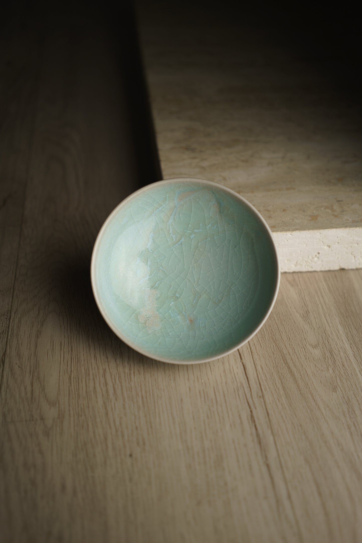 Small Shallow Bowl in Icy Crackle Blue