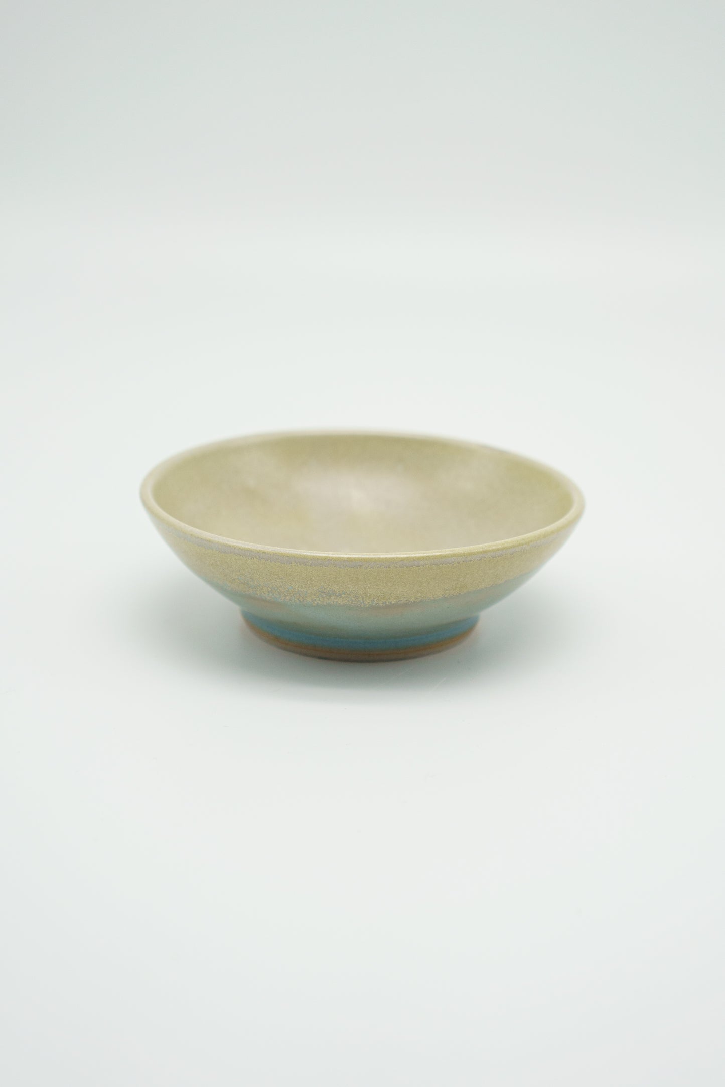 Small Shallow Bowl in Cream & Blue