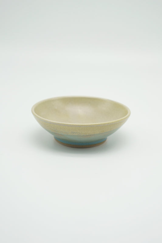 Small Shallow Bowl in Cream & Blue