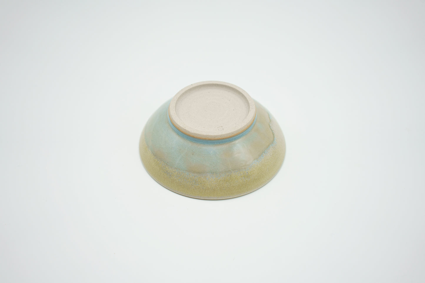 Small Shallow Bowl in Cream & Blue