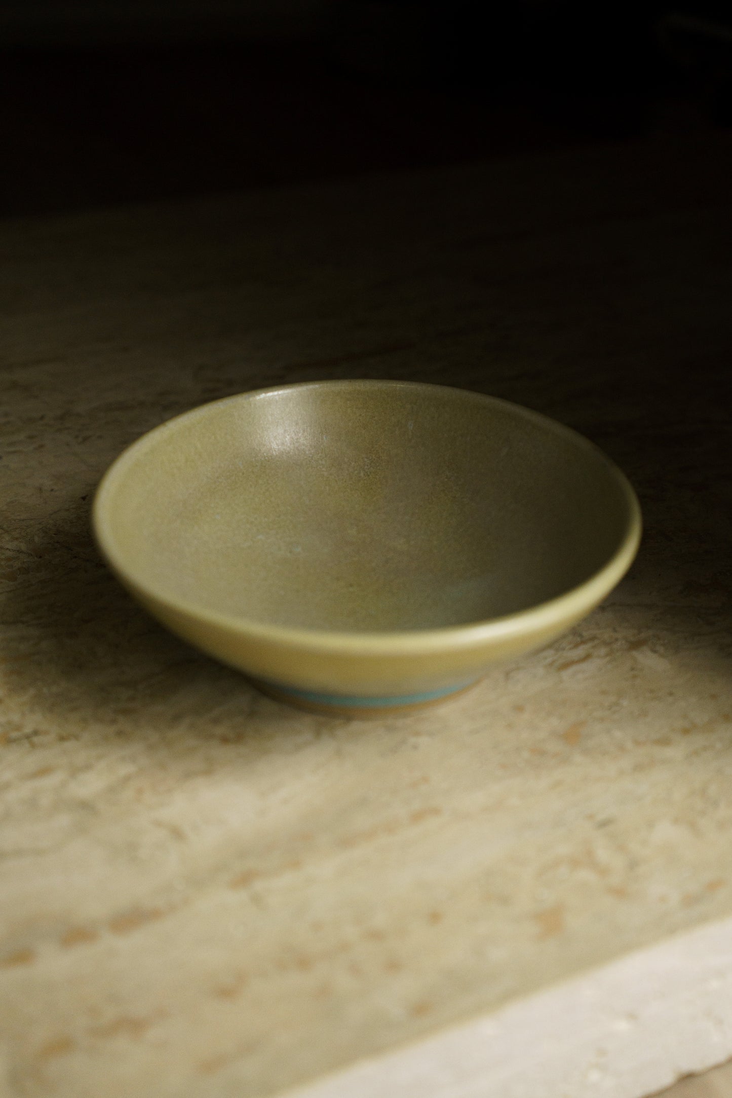 Small Shallow Bowl in Cream & Blue