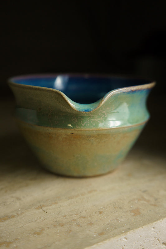Collared Matcha Bowl in Cerulean