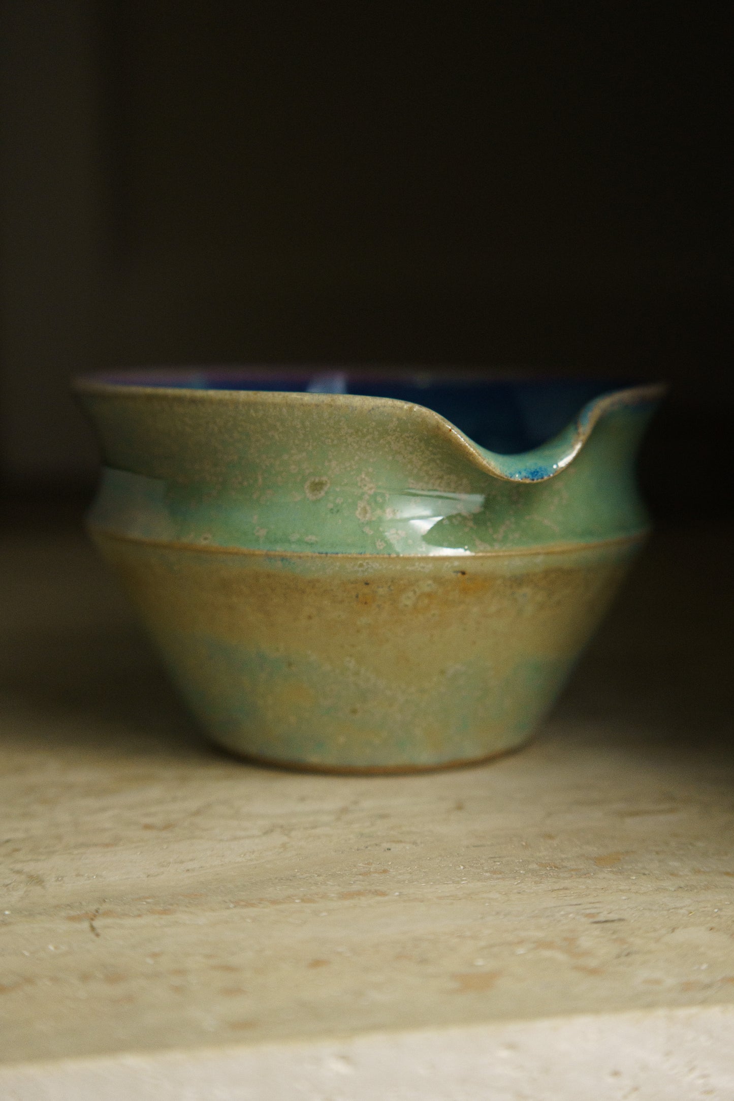 Collared Matcha Bowl in Cerulean