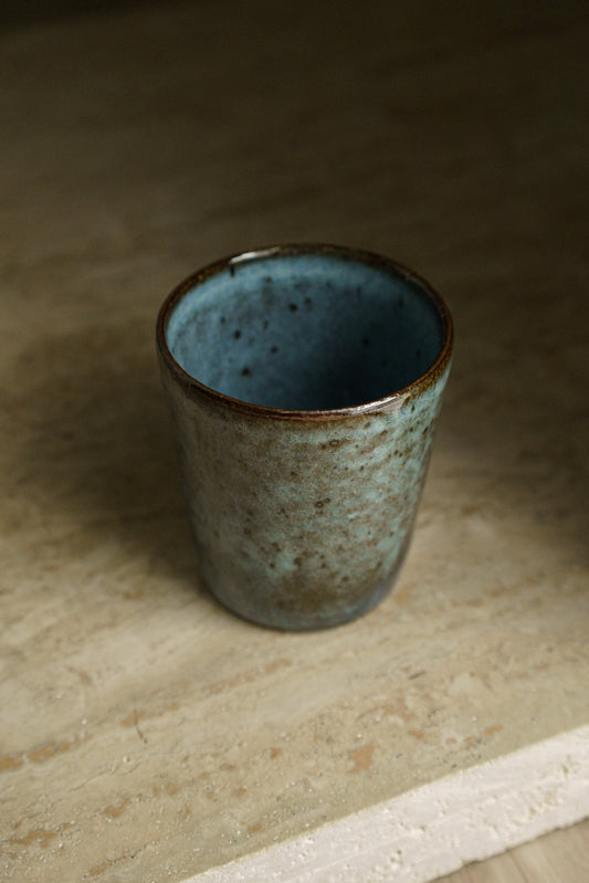 Icy Blue Cup on Dark Clay