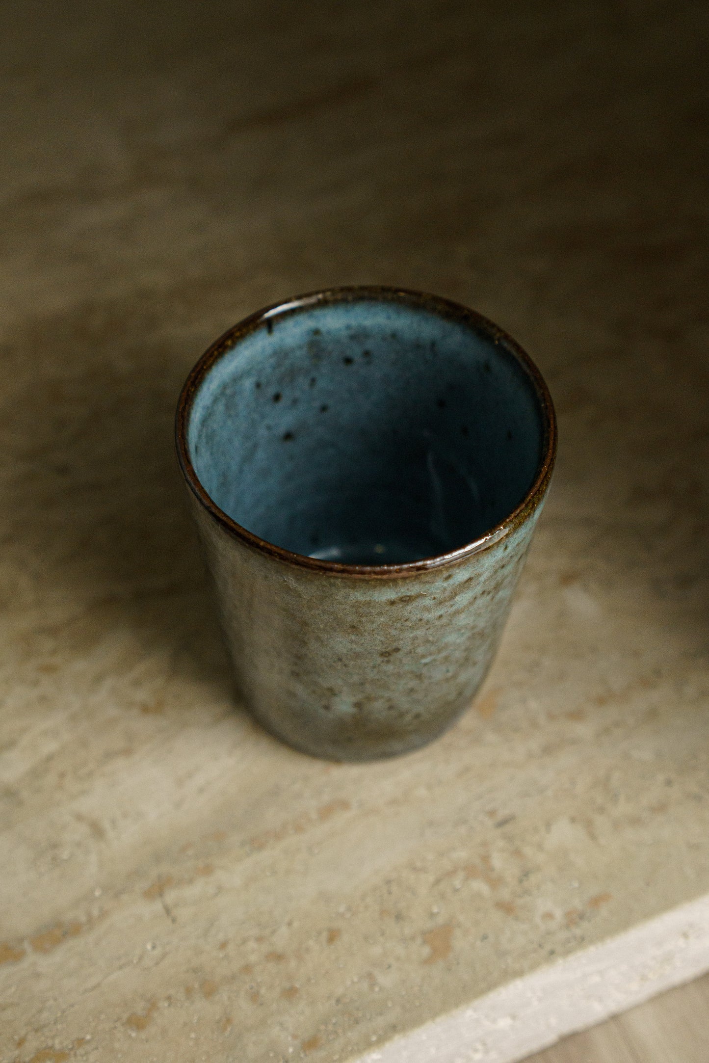 Icy Blue Cup on Dark Clay