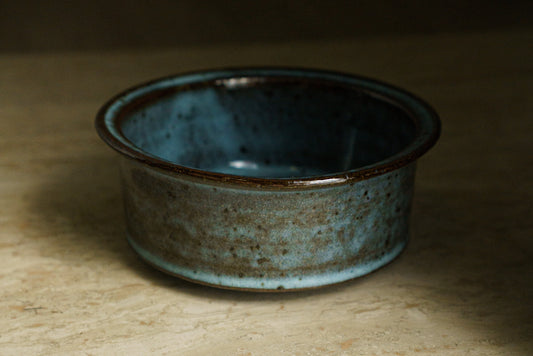 Icy Blue Zoetrope Bowl on Dark Clay