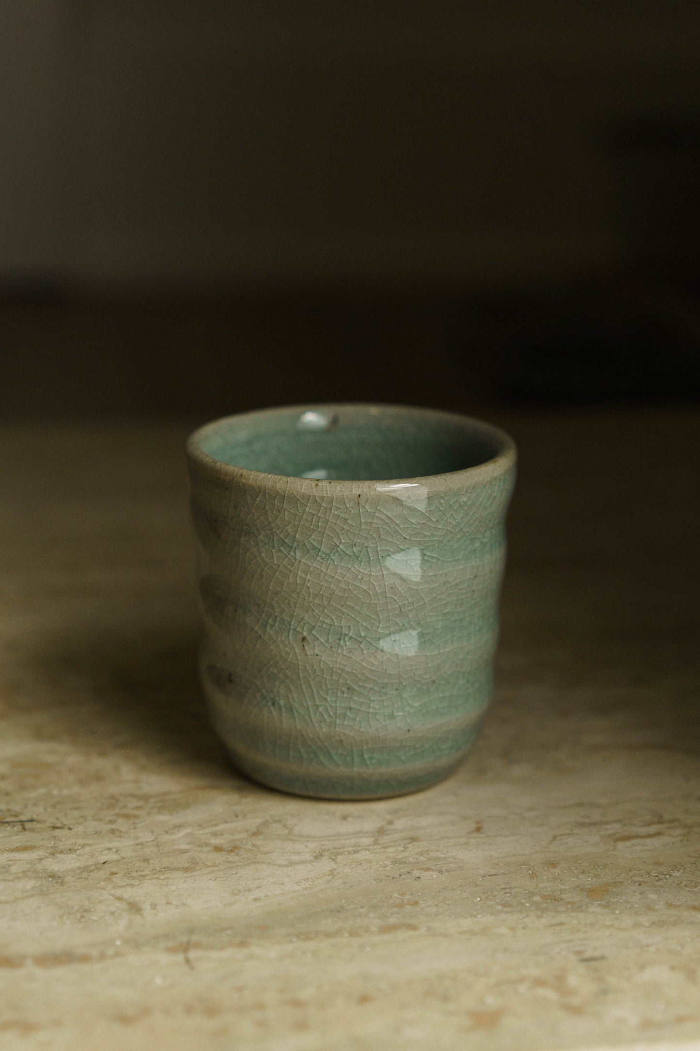 Set - Celadon Swirly Cup and Coaster