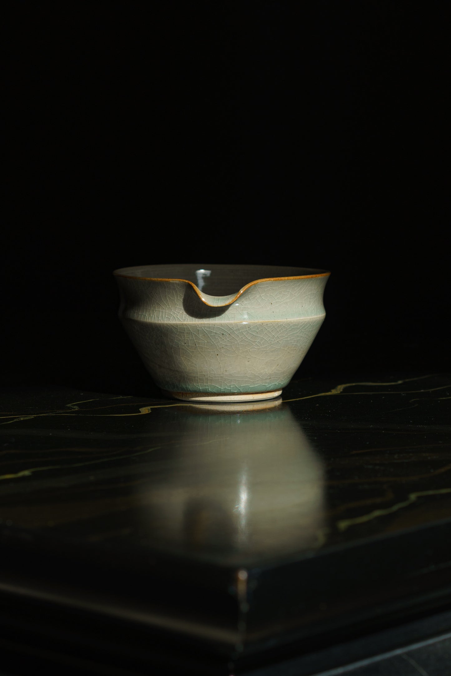 Collared Matcha Bowl in Celadon Blue