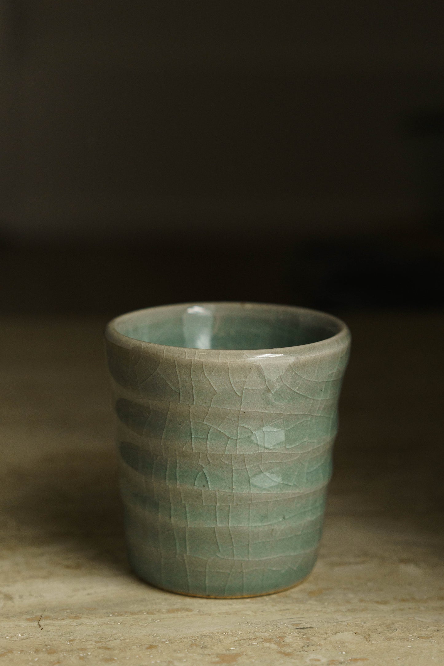 Set - Celadon Swirly Cup and Coaster