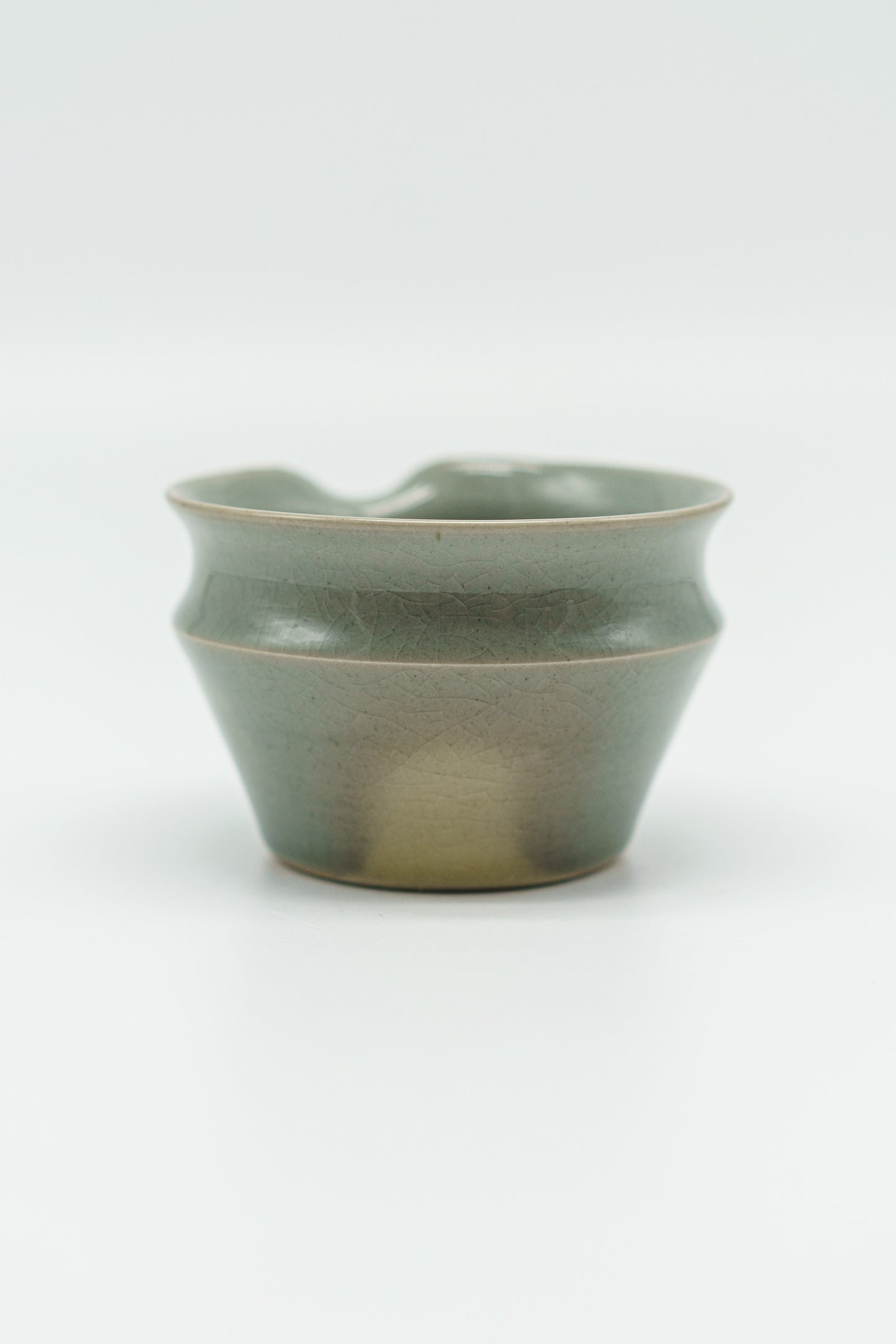 Sharp Matcha Bowl in Celadon Blue with Blush