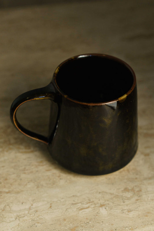 Large Cloudy Black and Yellow Mug
