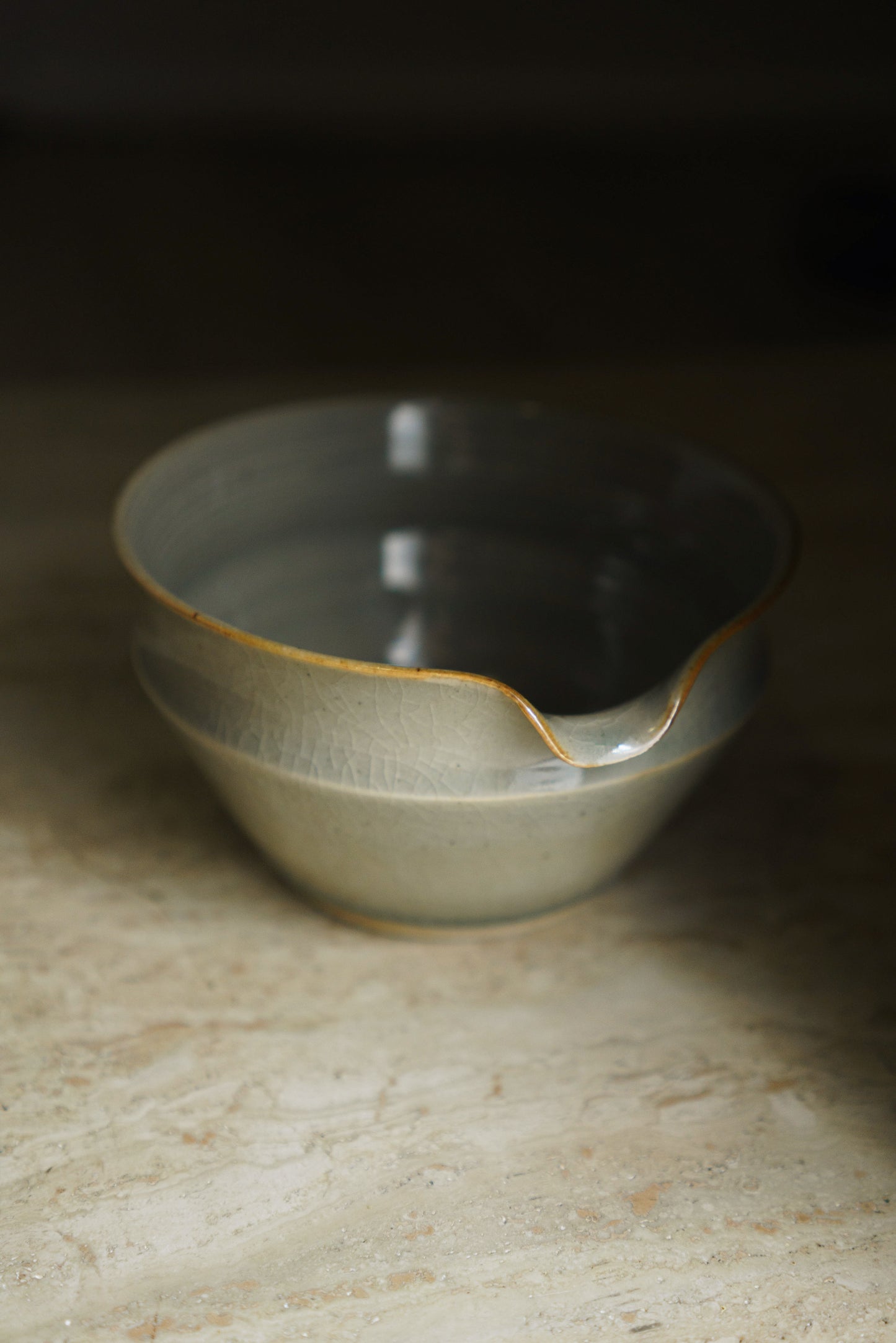 Collared Matcha Bowl in Celadon Blue