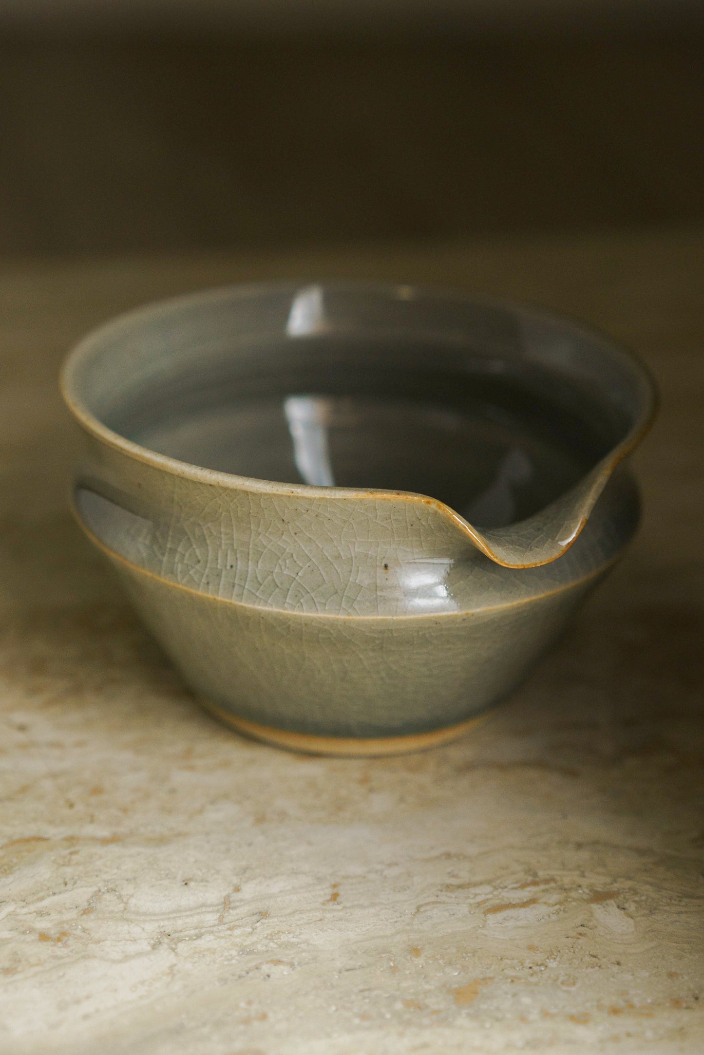 Collared Matcha Bowl in Celadon Blue