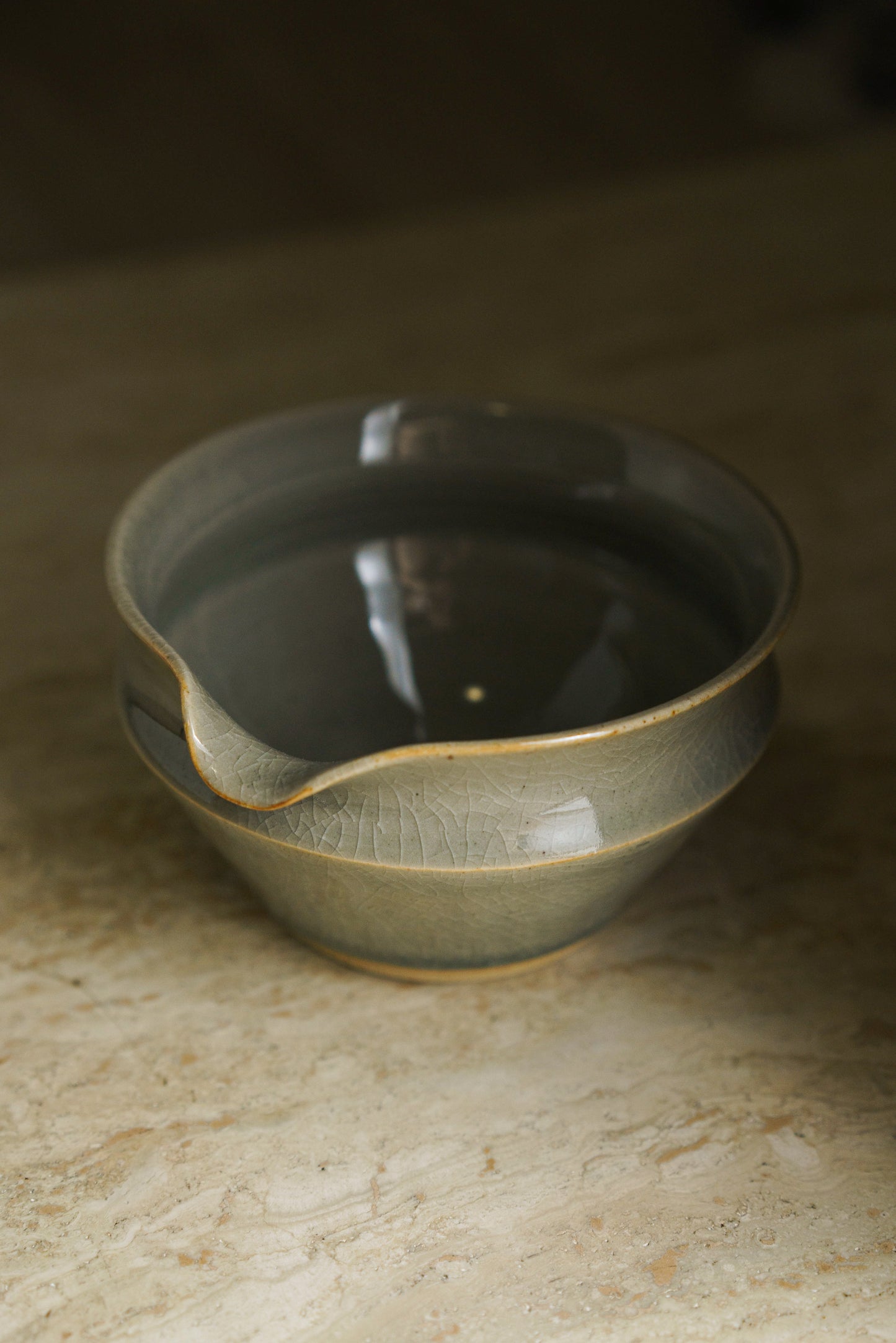 Collared Matcha Bowl in Celadon Blue