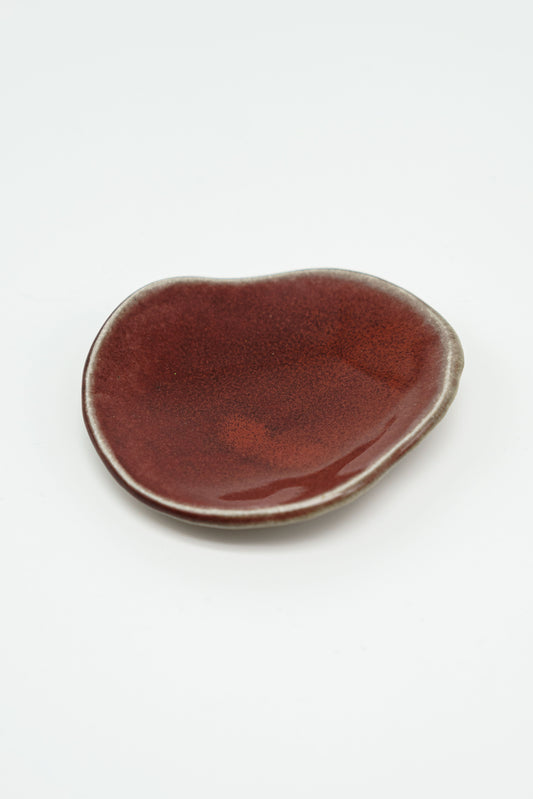 Small Wavy Trinket Dish in Cranberry Red