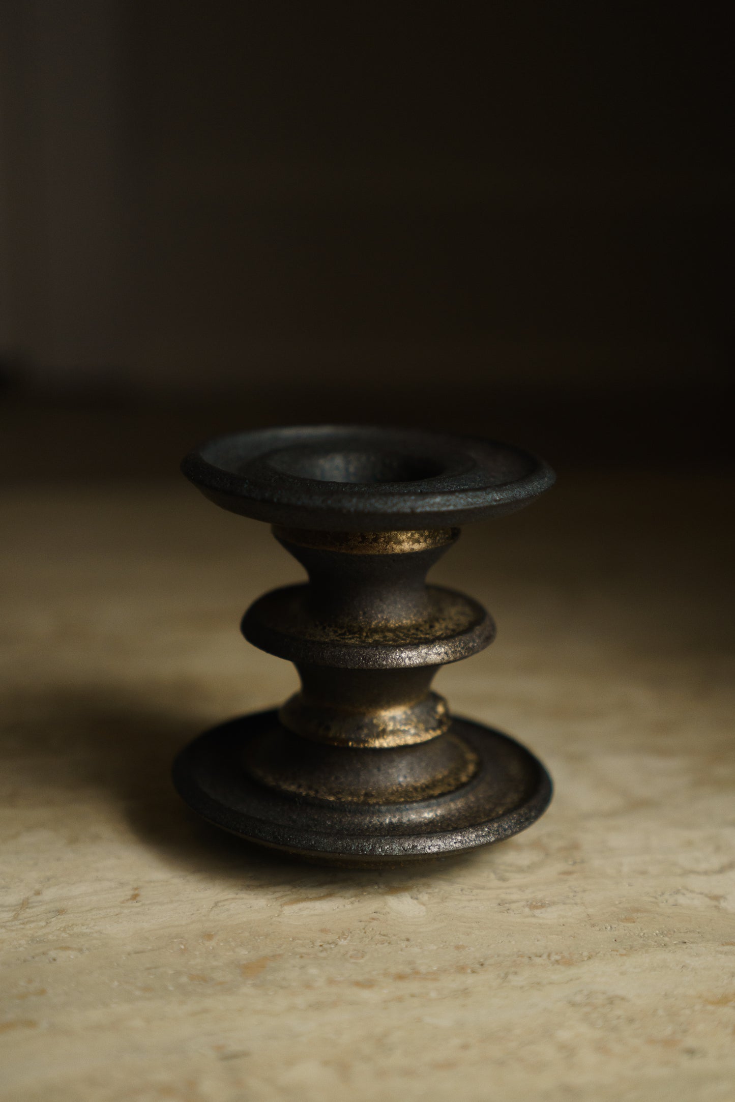 Metallic Bronze Candlestick (One of Two)