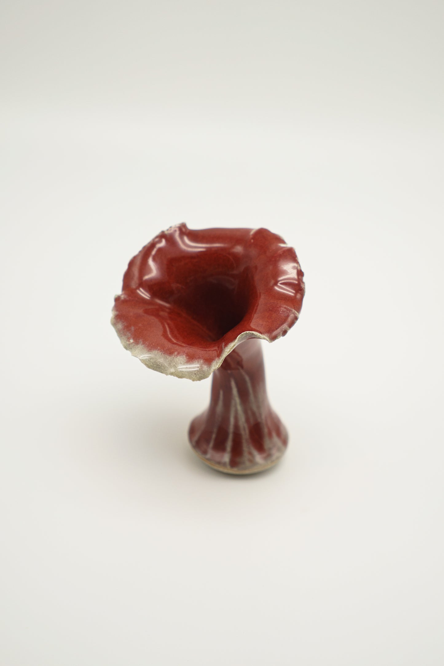 Lily Shaped Vase in Deep Cranberry