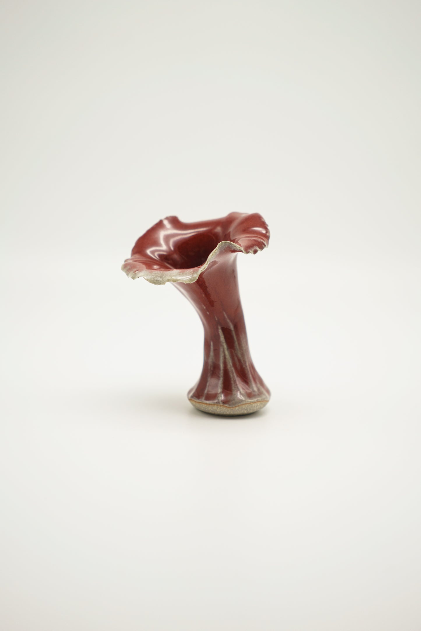 Lily Shaped Vase in Deep Cranberry