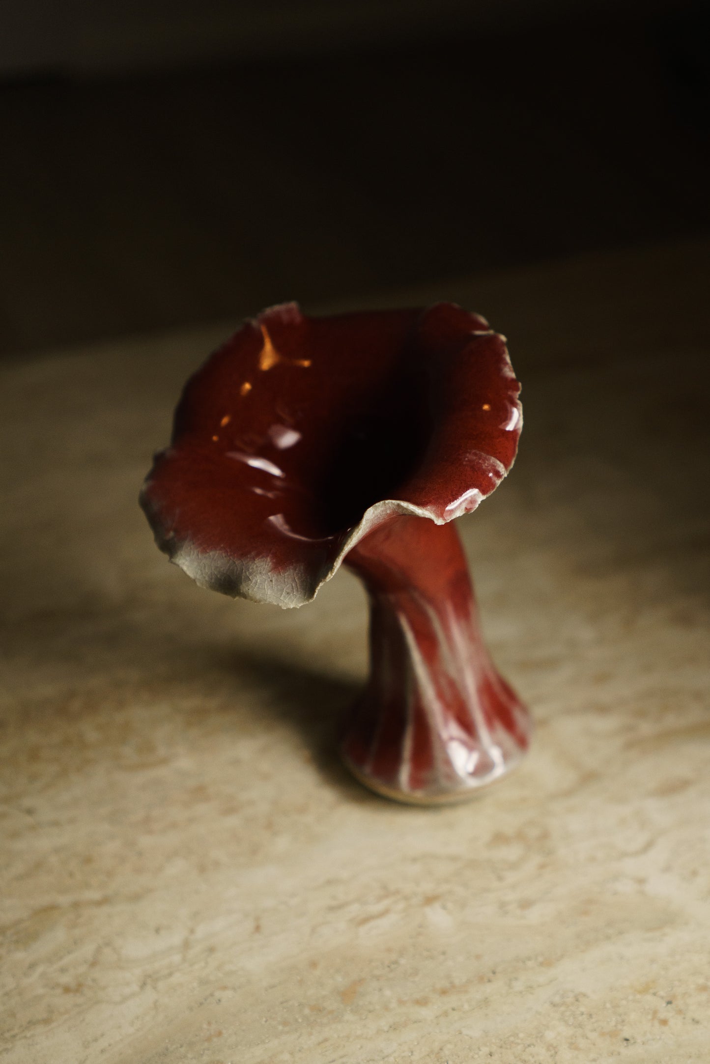 Lily Shaped Vase in Deep Cranberry