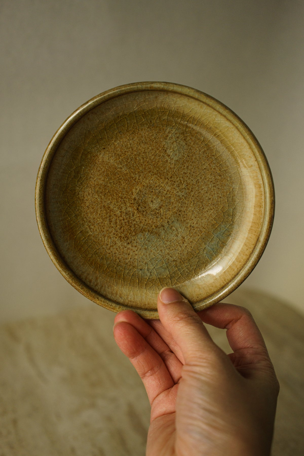Spotted-Mustard Curved Plate