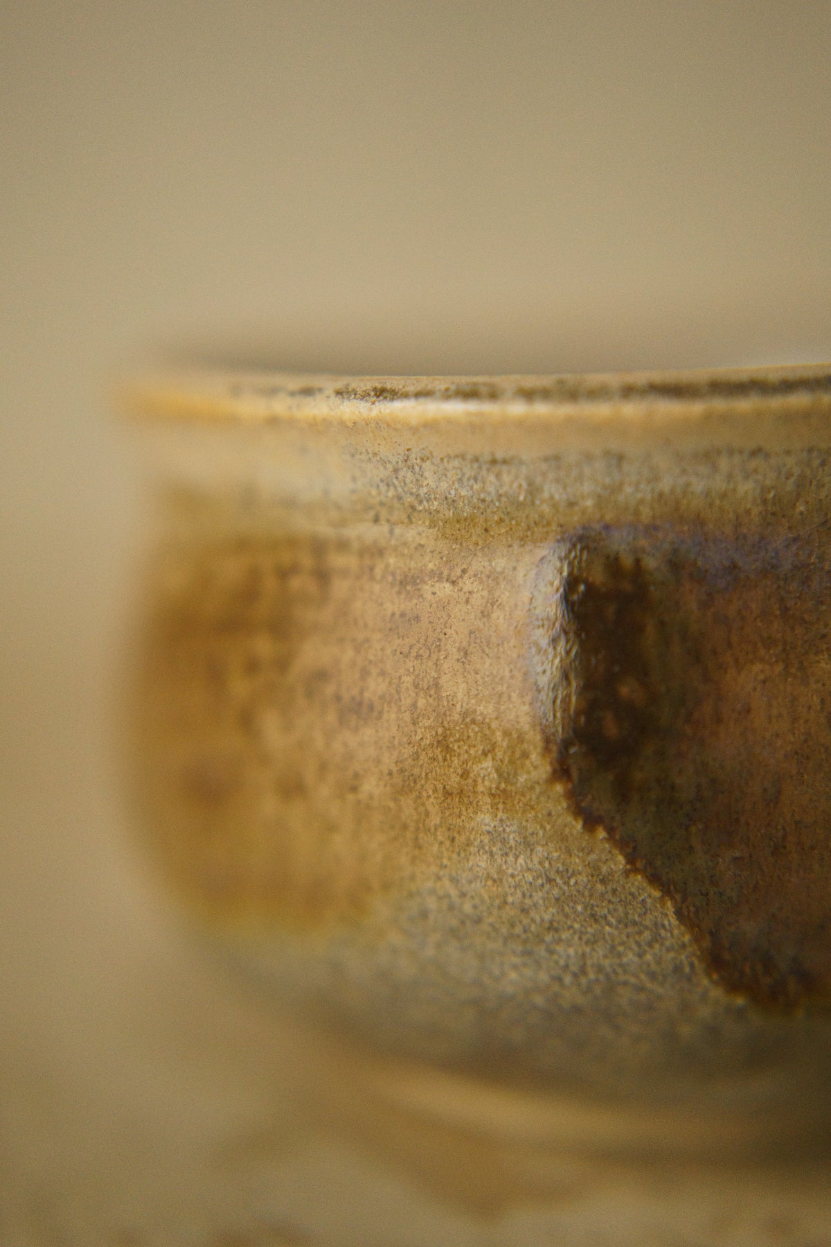 Cream and Tan Teacup brushed with Manganese
