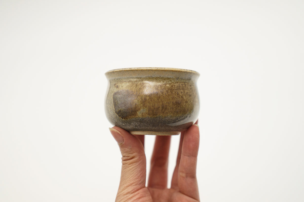Cream and Tan Teacup brushed with Manganese