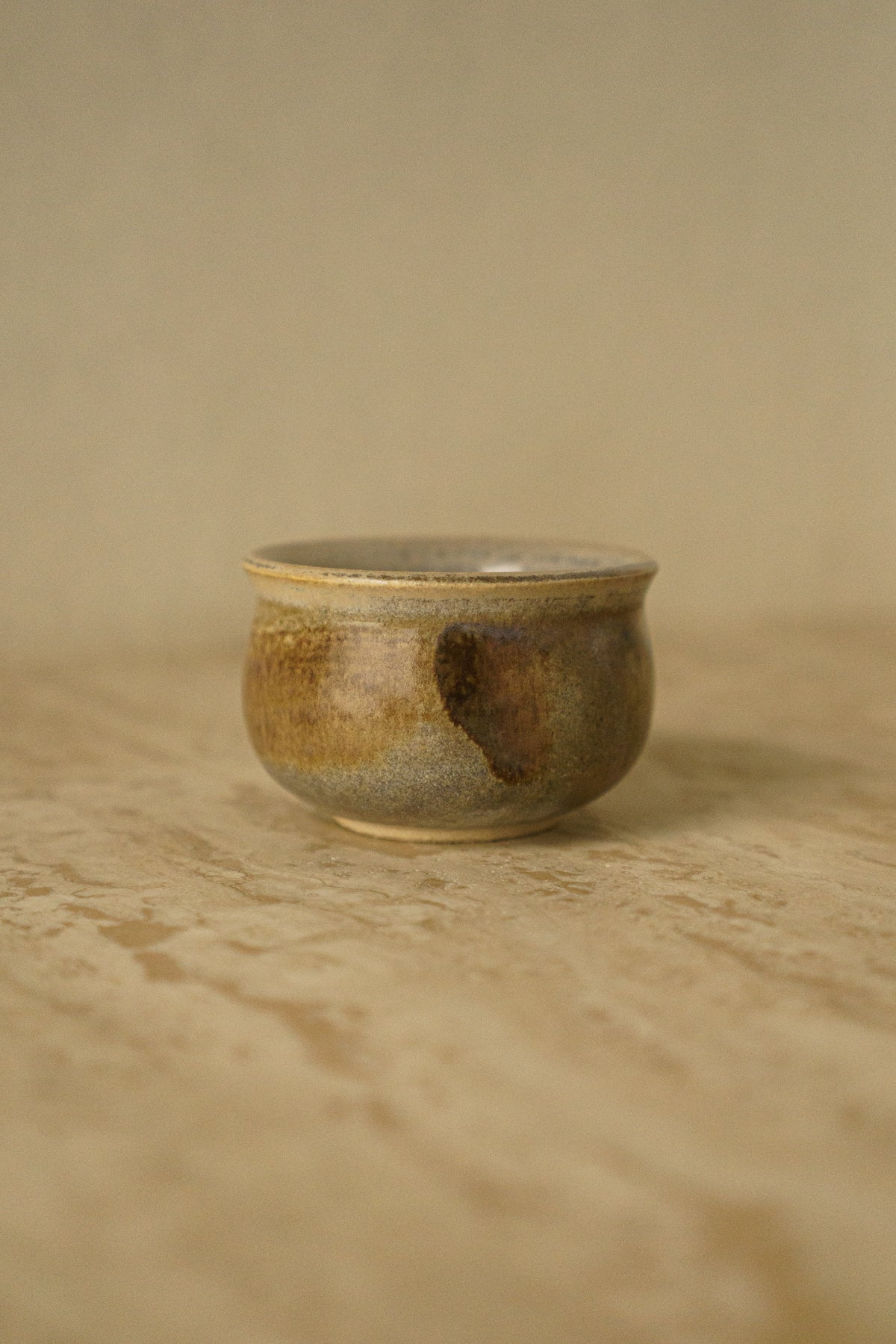 Cream and Tan Teacup brushed with Manganese
