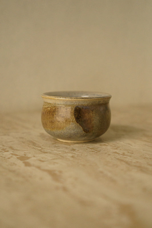 Cream and Tan Teacup brushed with Manganese