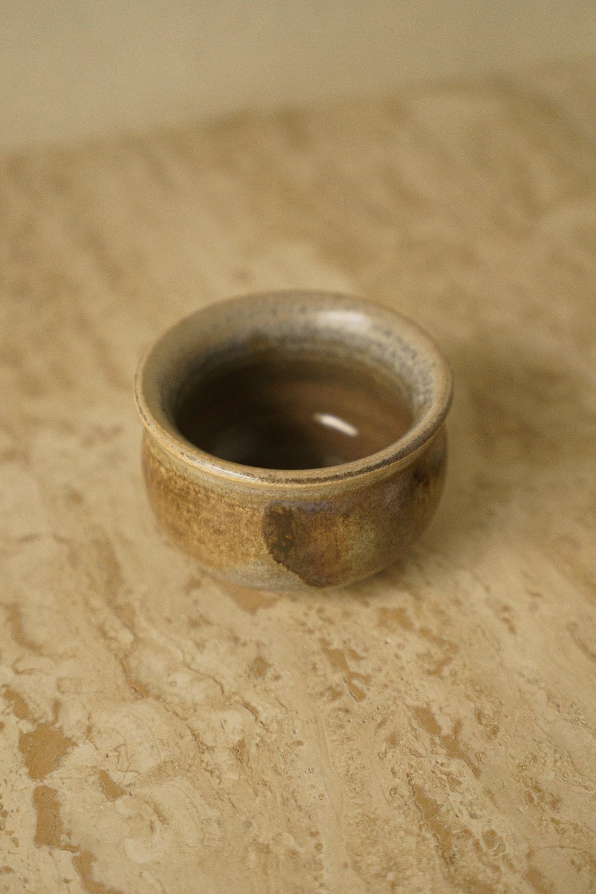 Cream and Tan Teacup brushed with Manganese
