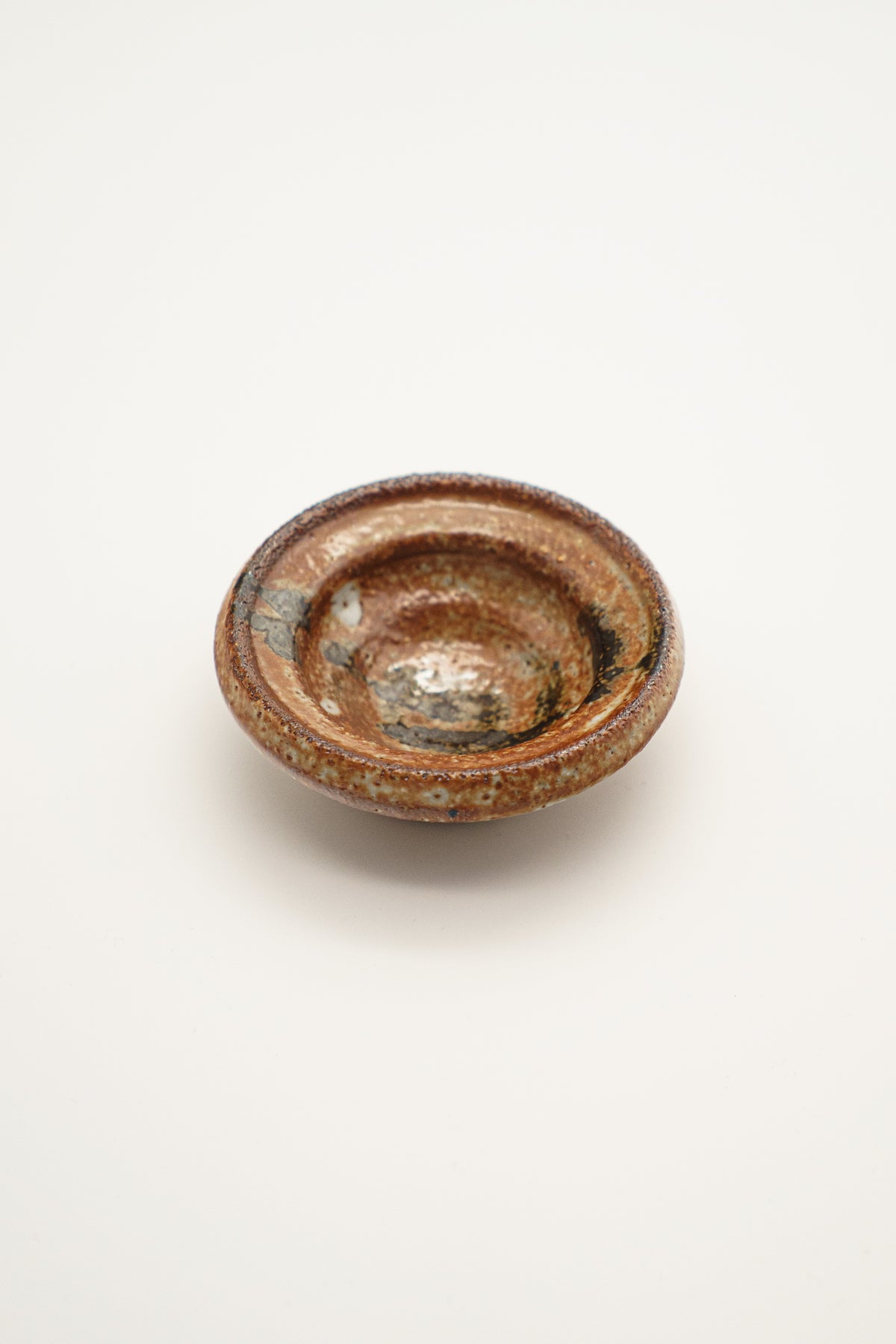 Trinket Dish in Rustic Orange with Manganese Accent